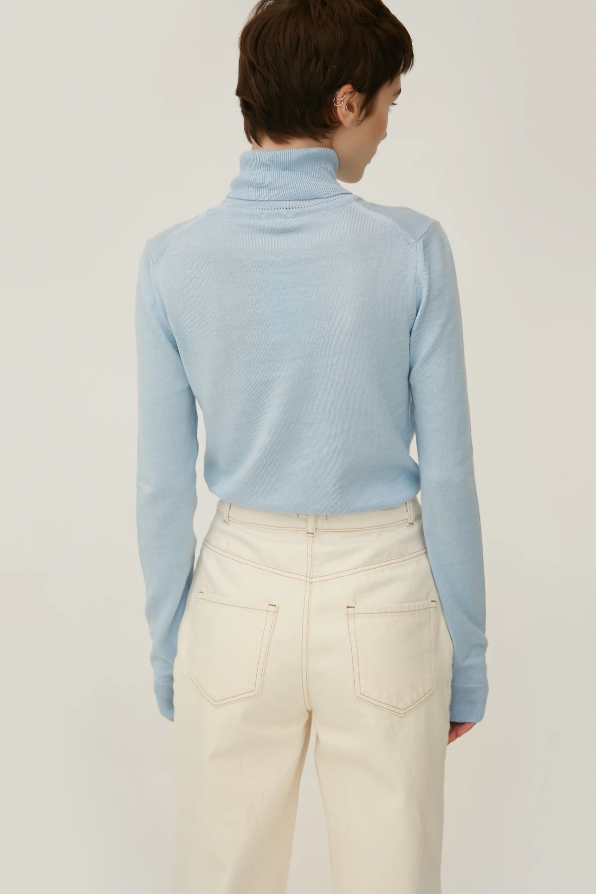 Blue basic knitted turtleneck with cotton, photo 5