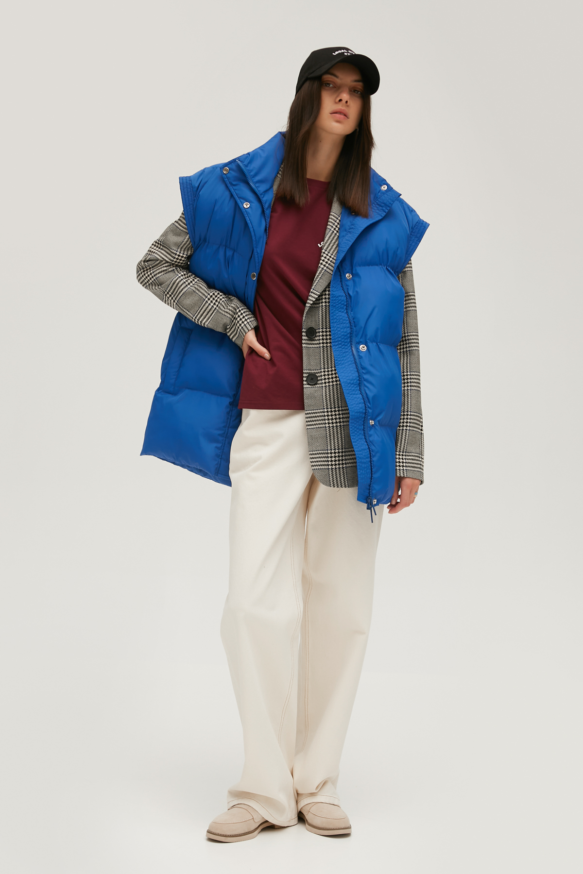 Straight blue quilted vest, photo 1