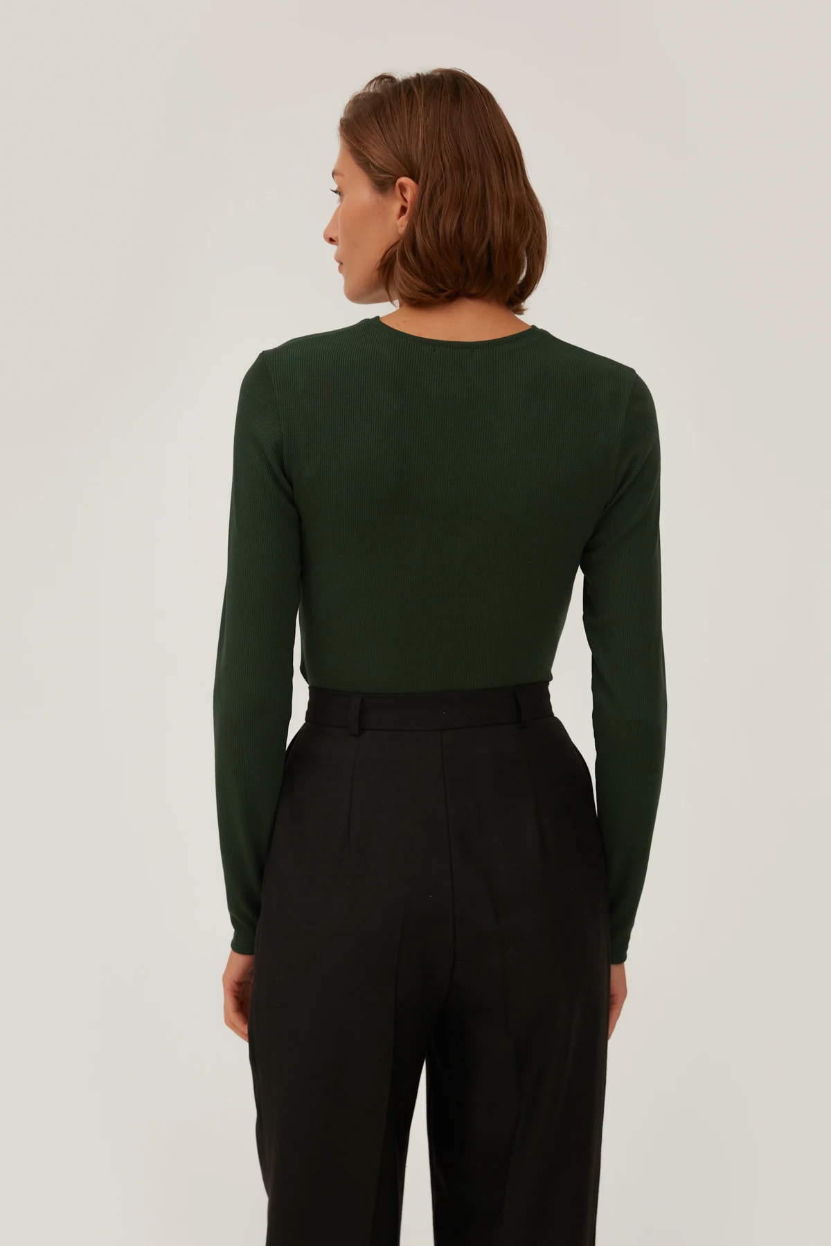 Green ribbed jersey jumper, photo 3