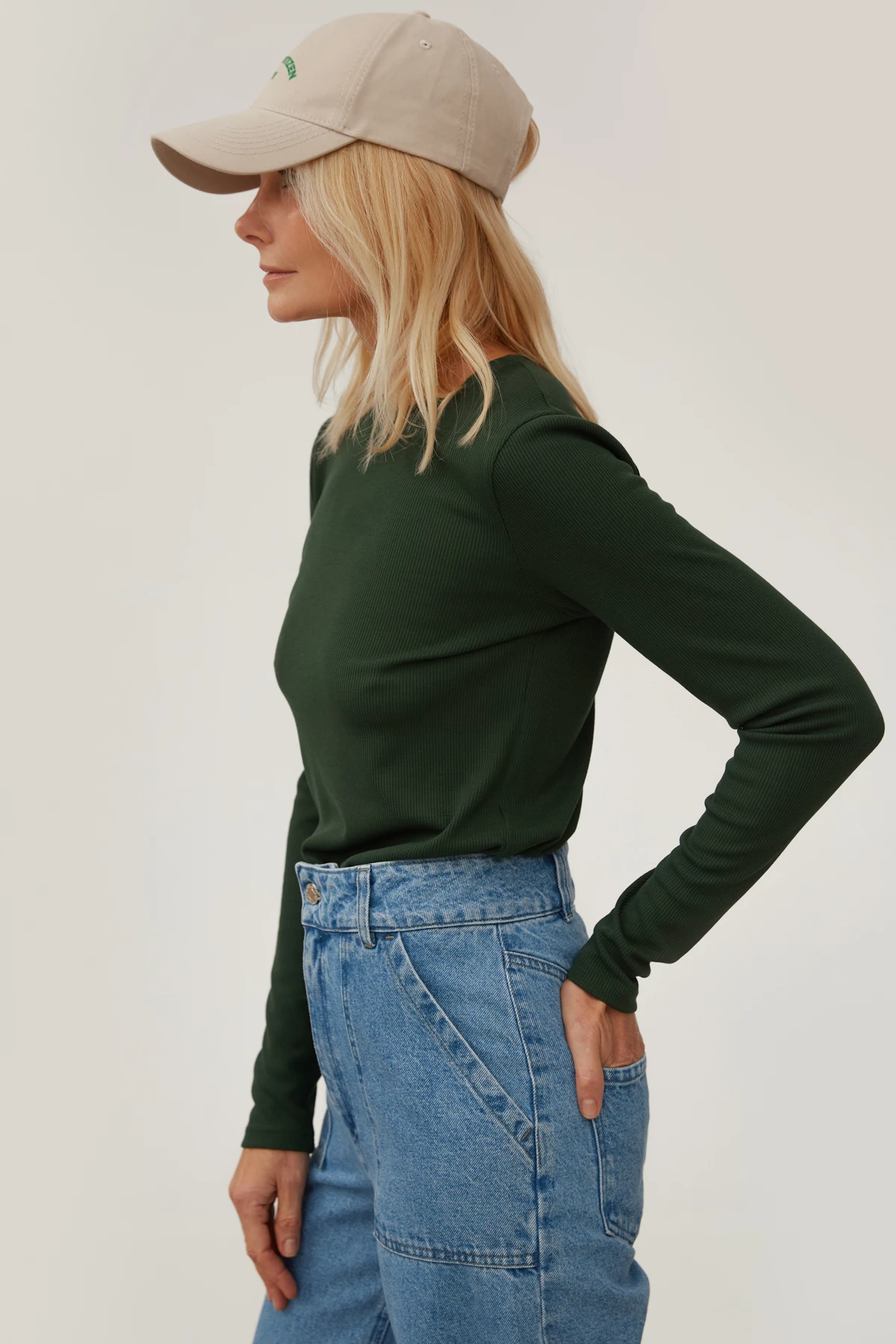 Green ribbed jersey jumper, photo 4