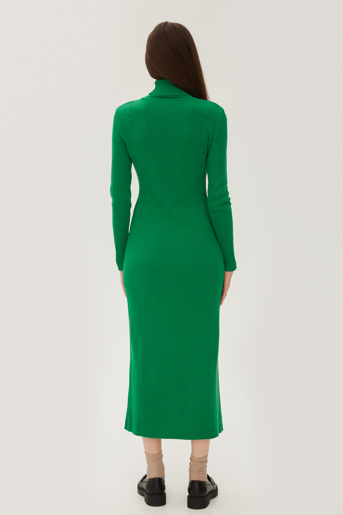 Зеленое вязаное платье миди из шерсти, фото 5