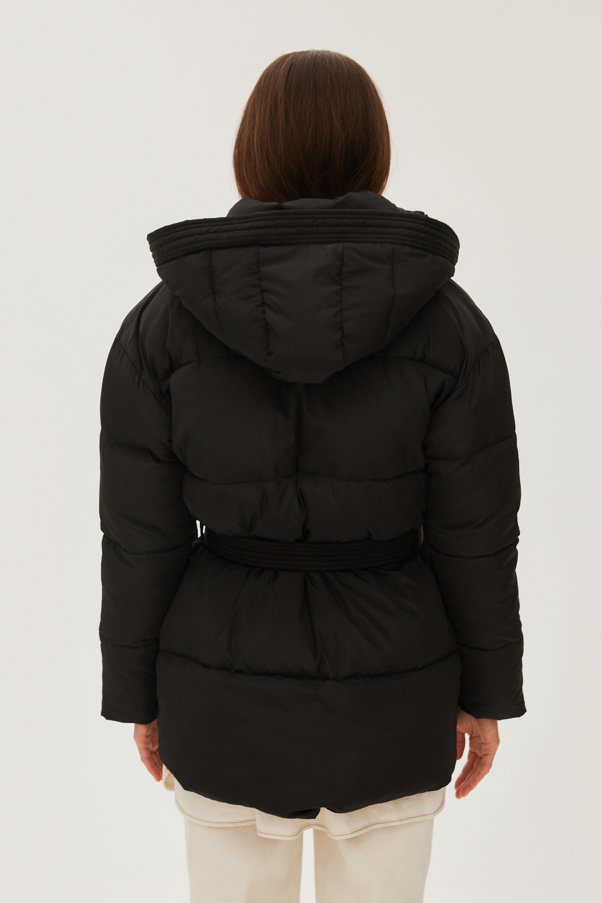 Black quilted jacket with a detachable hood, photo 6