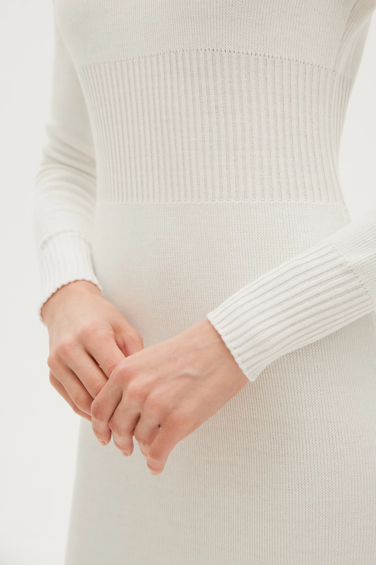 Milky knitted midi dress with wool, photo 4