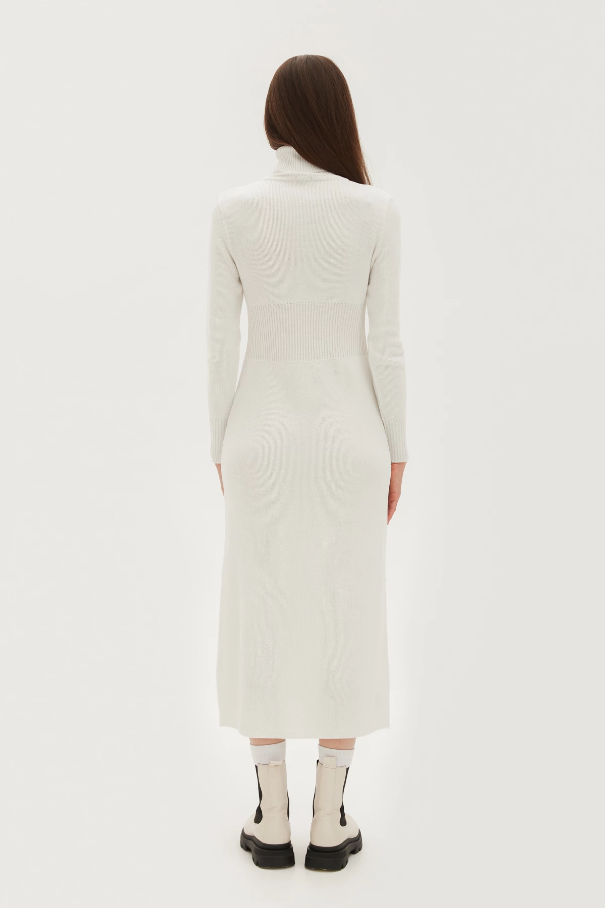 Milky knitted midi dress with wool, photo 5