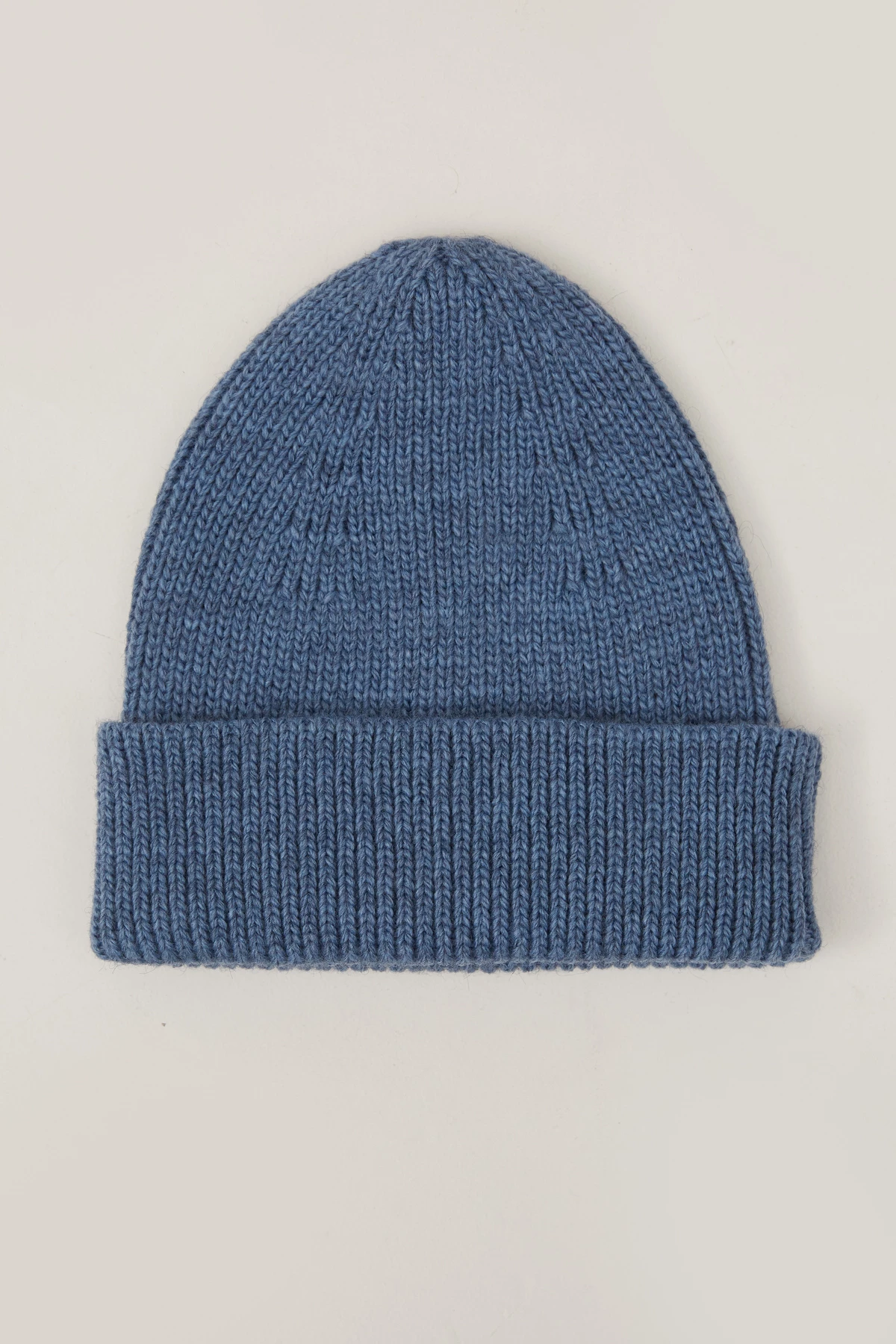 Knitted woolen dark blue beanie hat, photo 2