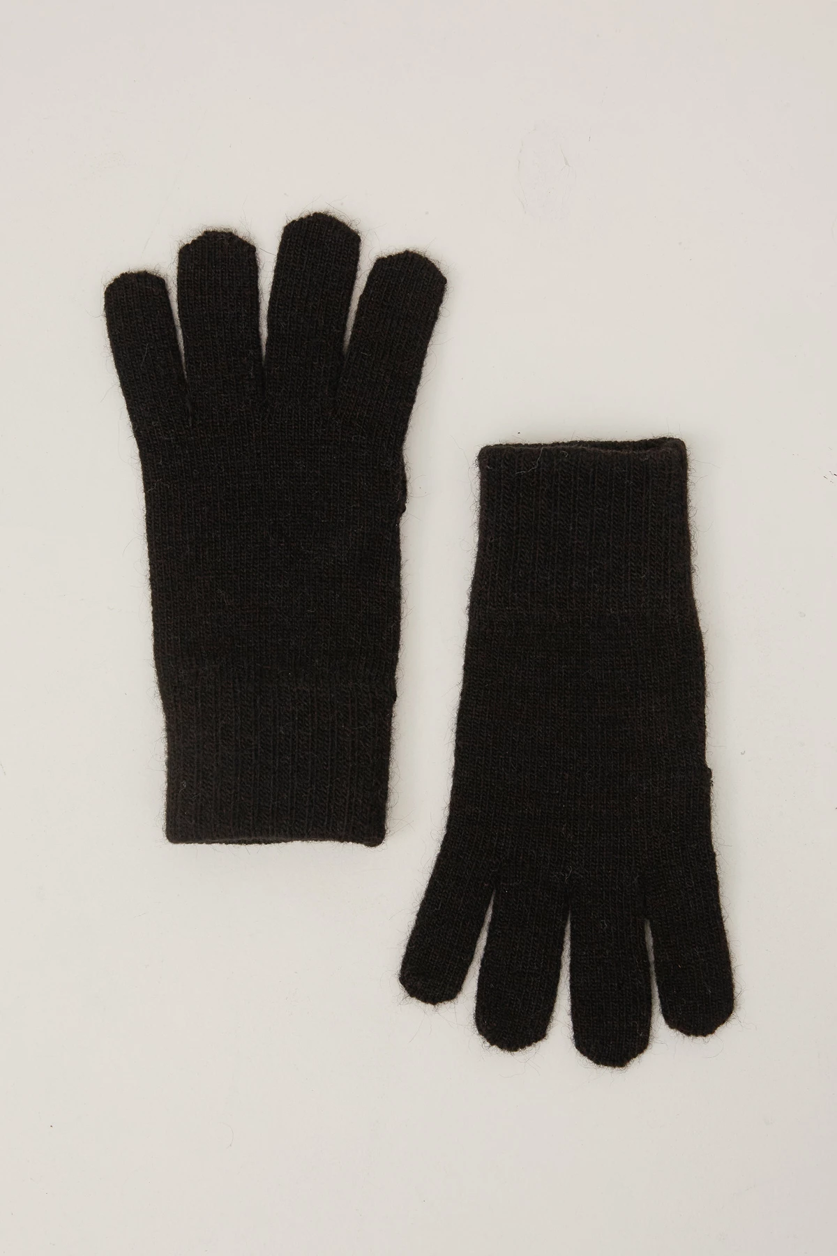 Вязаные перчатки из шерсти черного цвета, фото 1