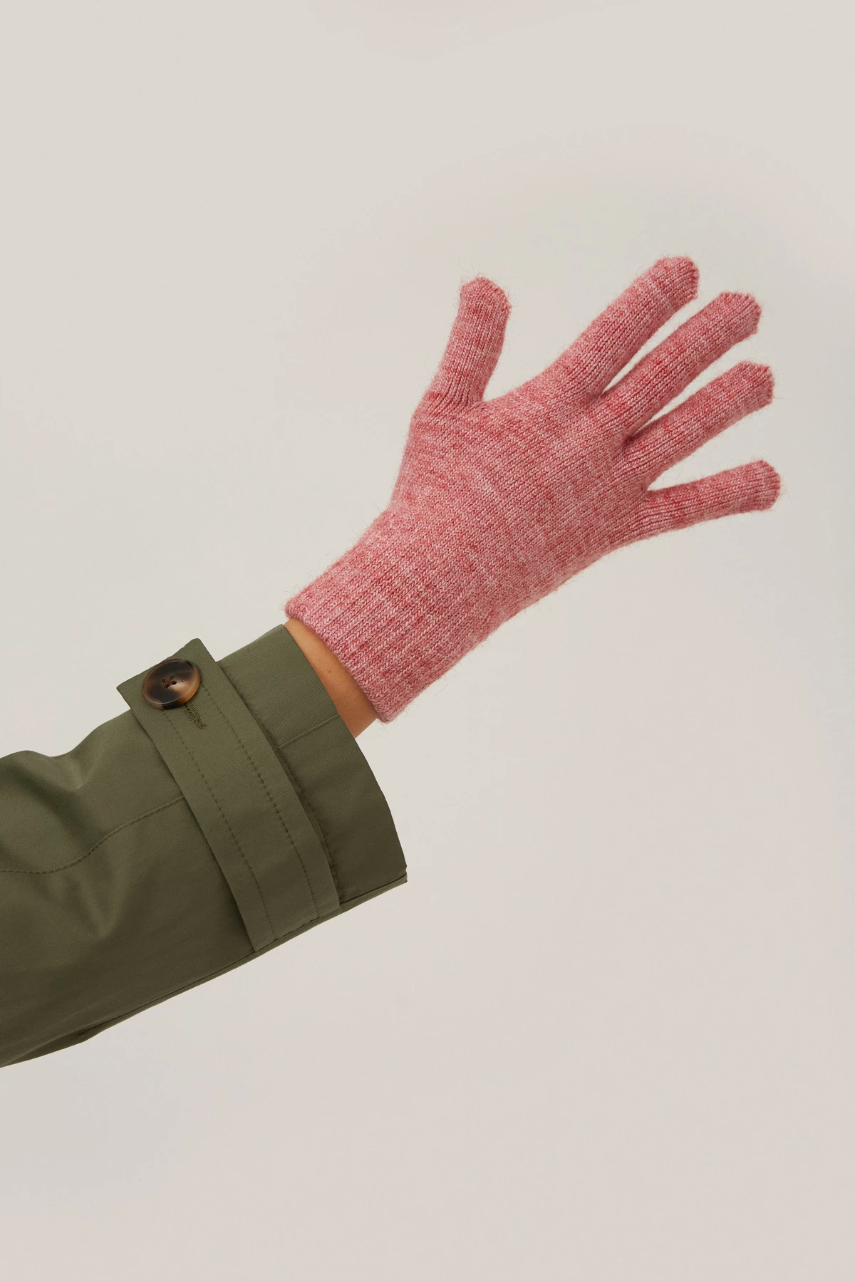 В'язані рукавиці з вовни рожевого кольору, фото 1