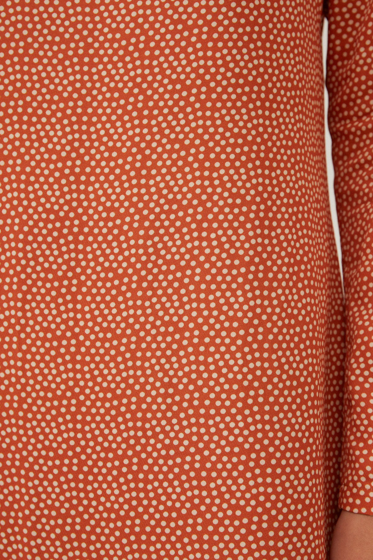 Карамельна пряма сукня міді в горох зі 100% віскози, фото 6