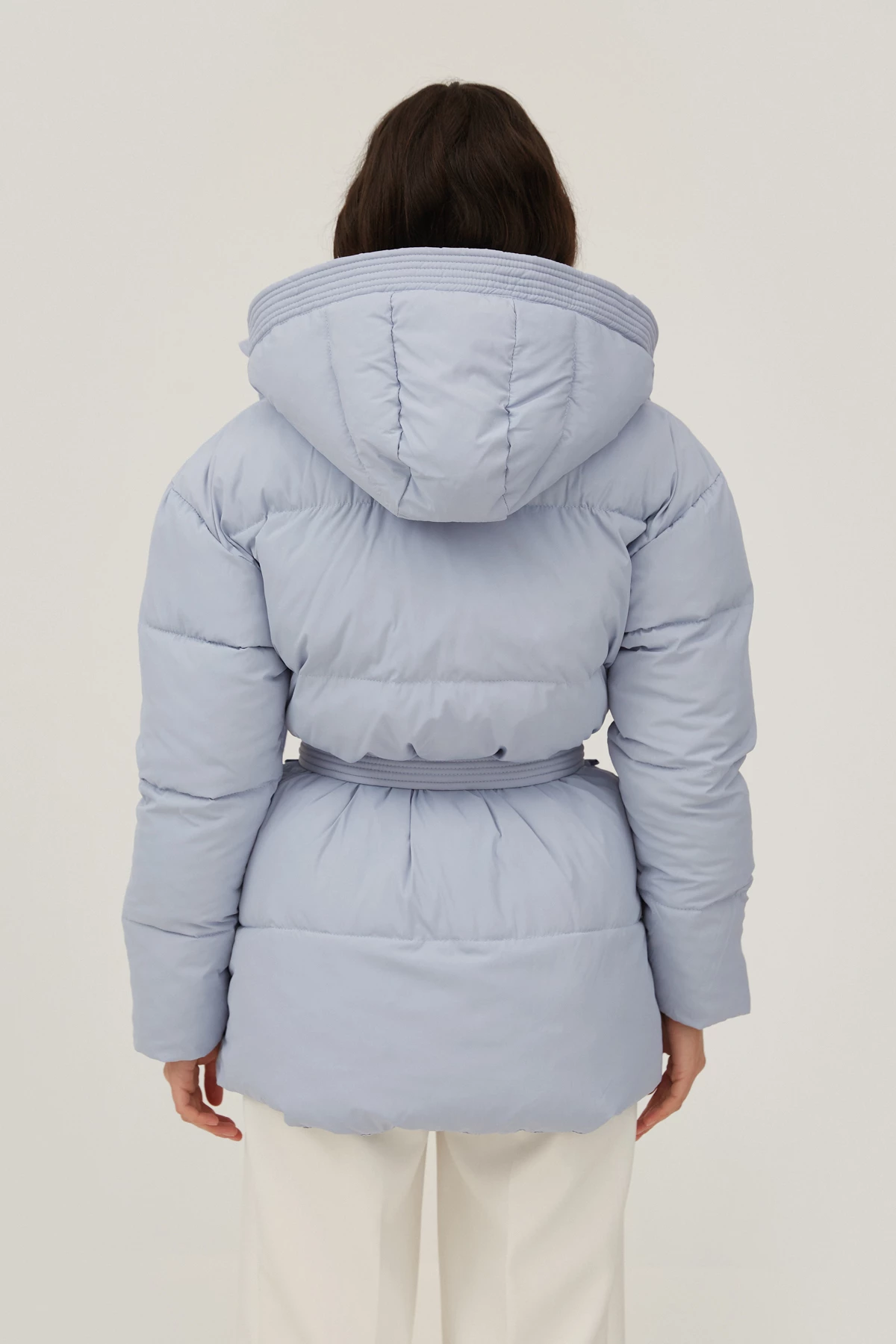 Blue quilted jacket with a detachable hood, photo 5