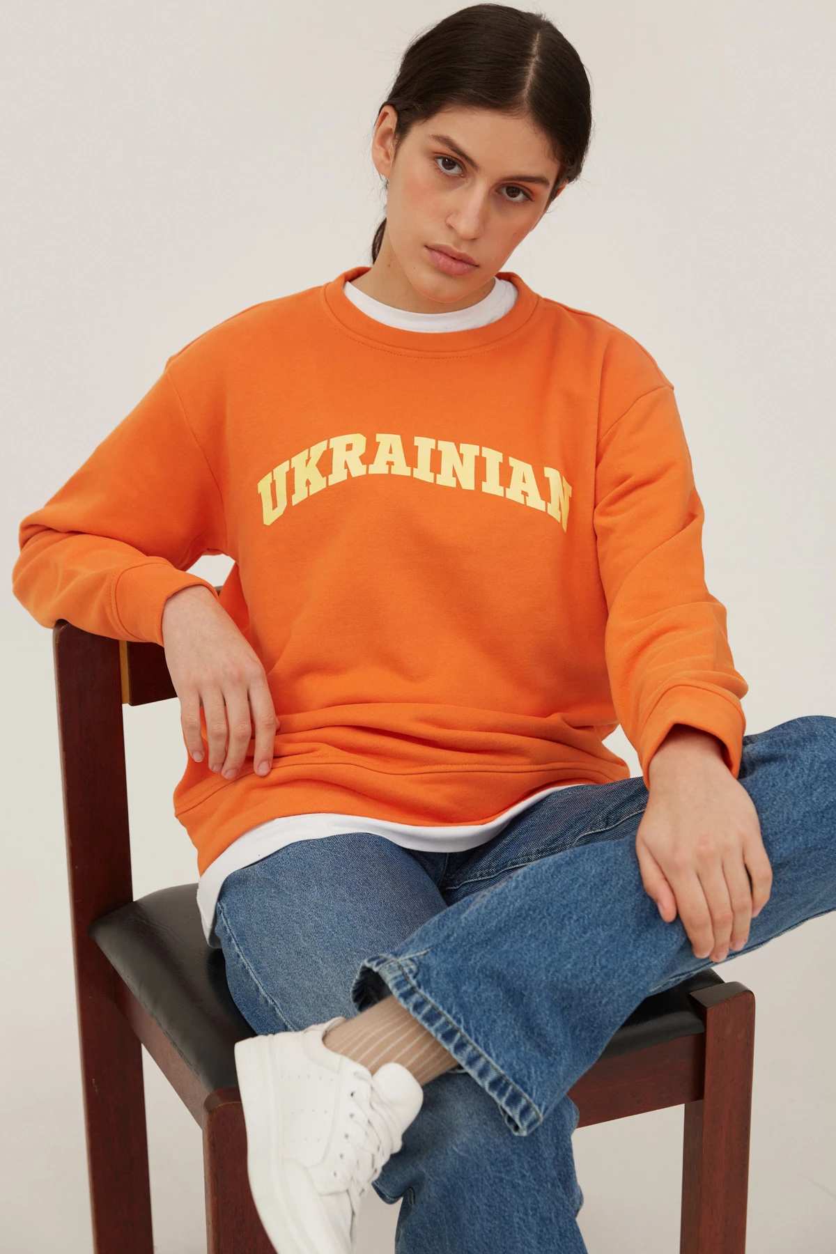 Orange jersey sweatshirt with print "Ukrainian", photo 1