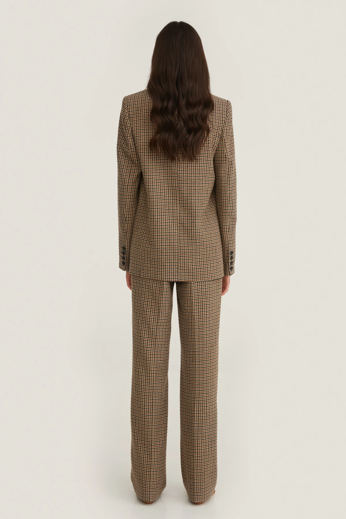 Wide-leg elongated trousers in houndstooth pattern with wool, photo 3