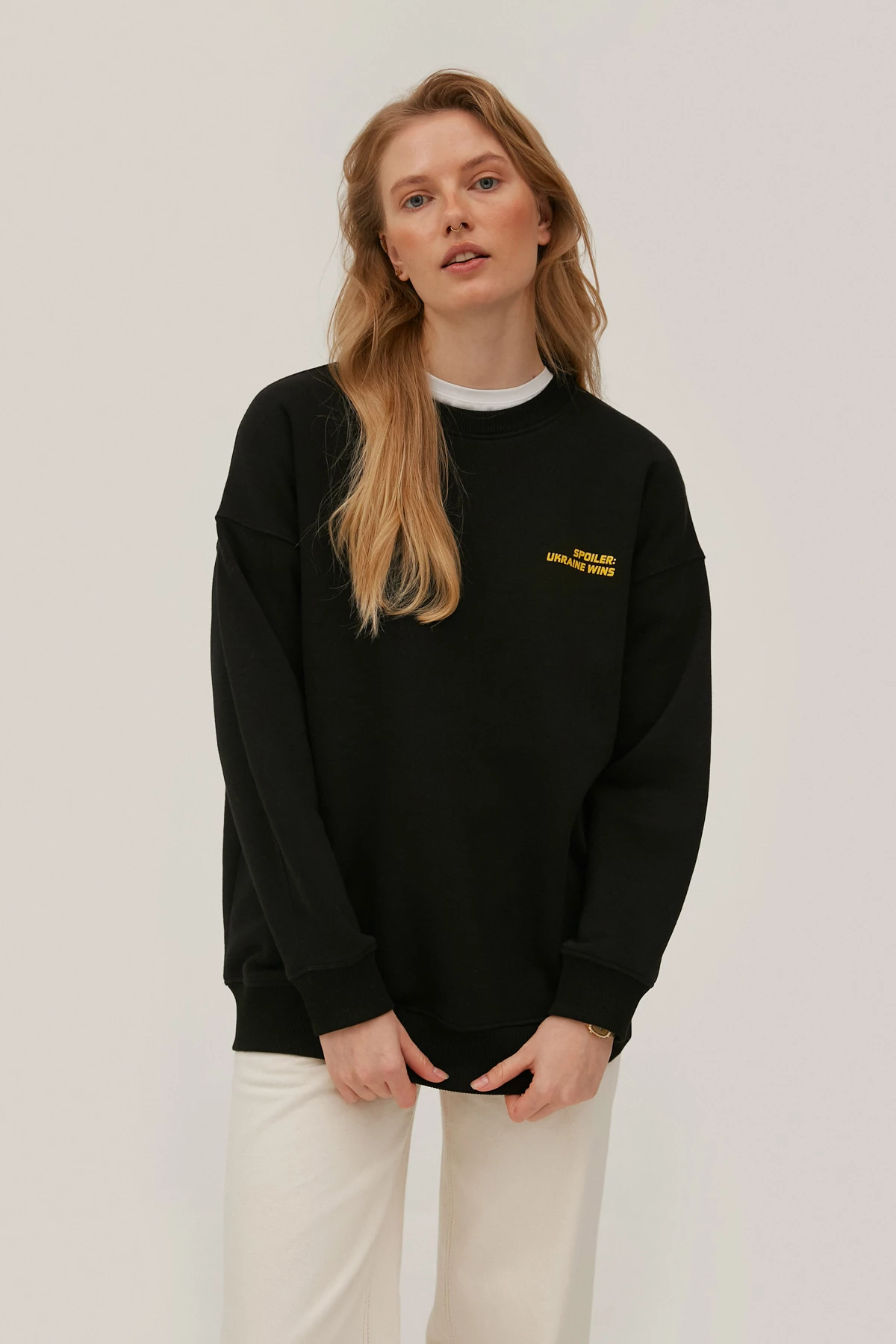 Black fleece jersey sweatshirt with "Spoiler" print, photo 3