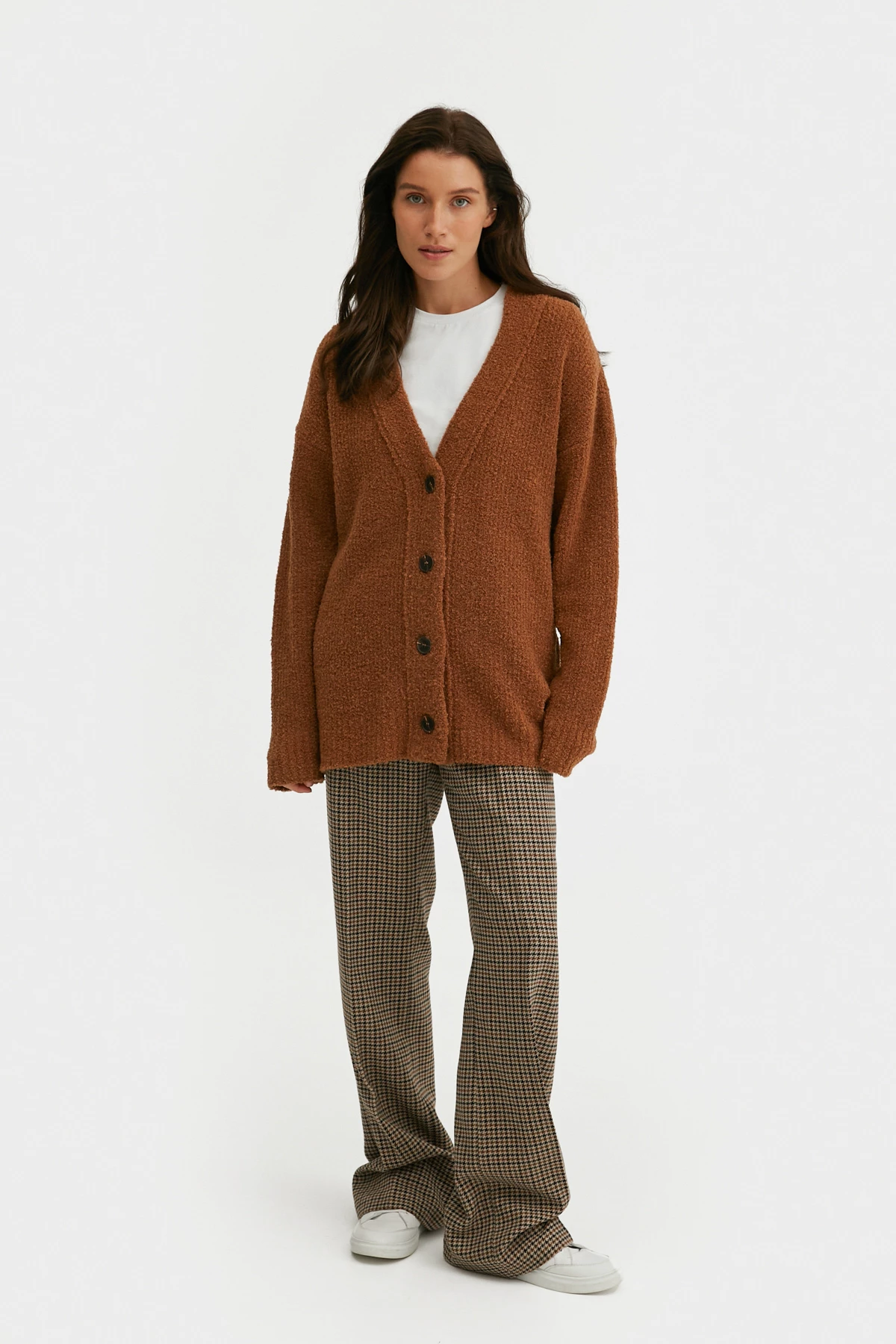 Brown knitted cardigan with wool, photo 3