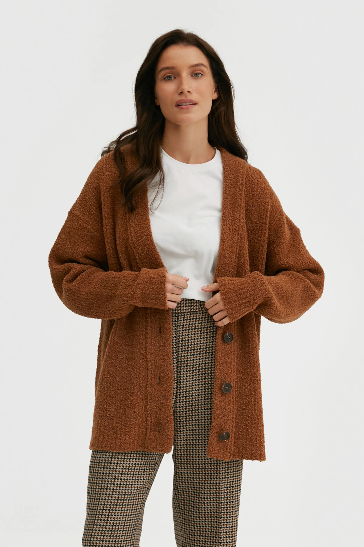 Brown knitted cardigan with wool, photo 5