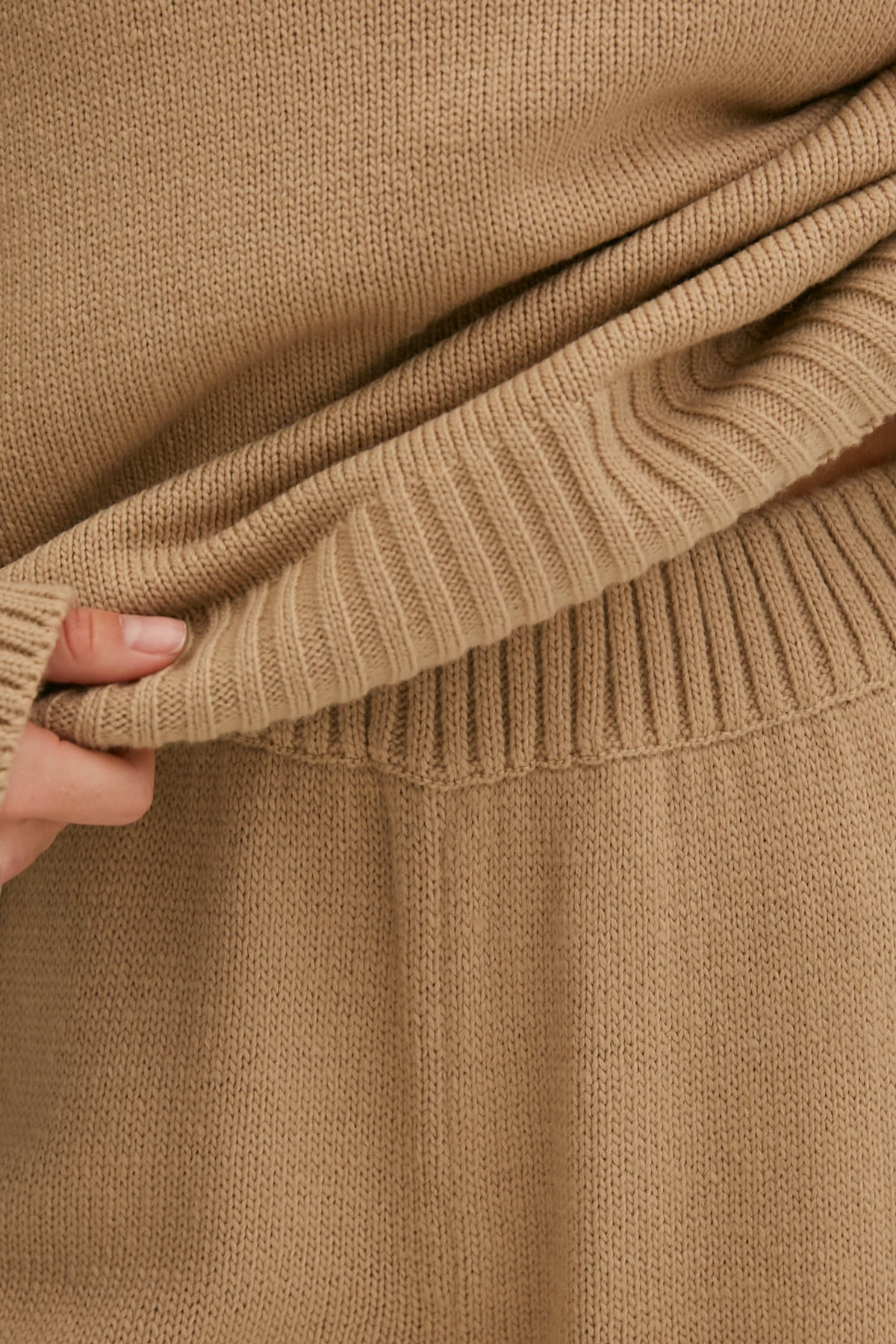 Вязаный свитер из шерсти мериноса бежевого цвета, фото 4