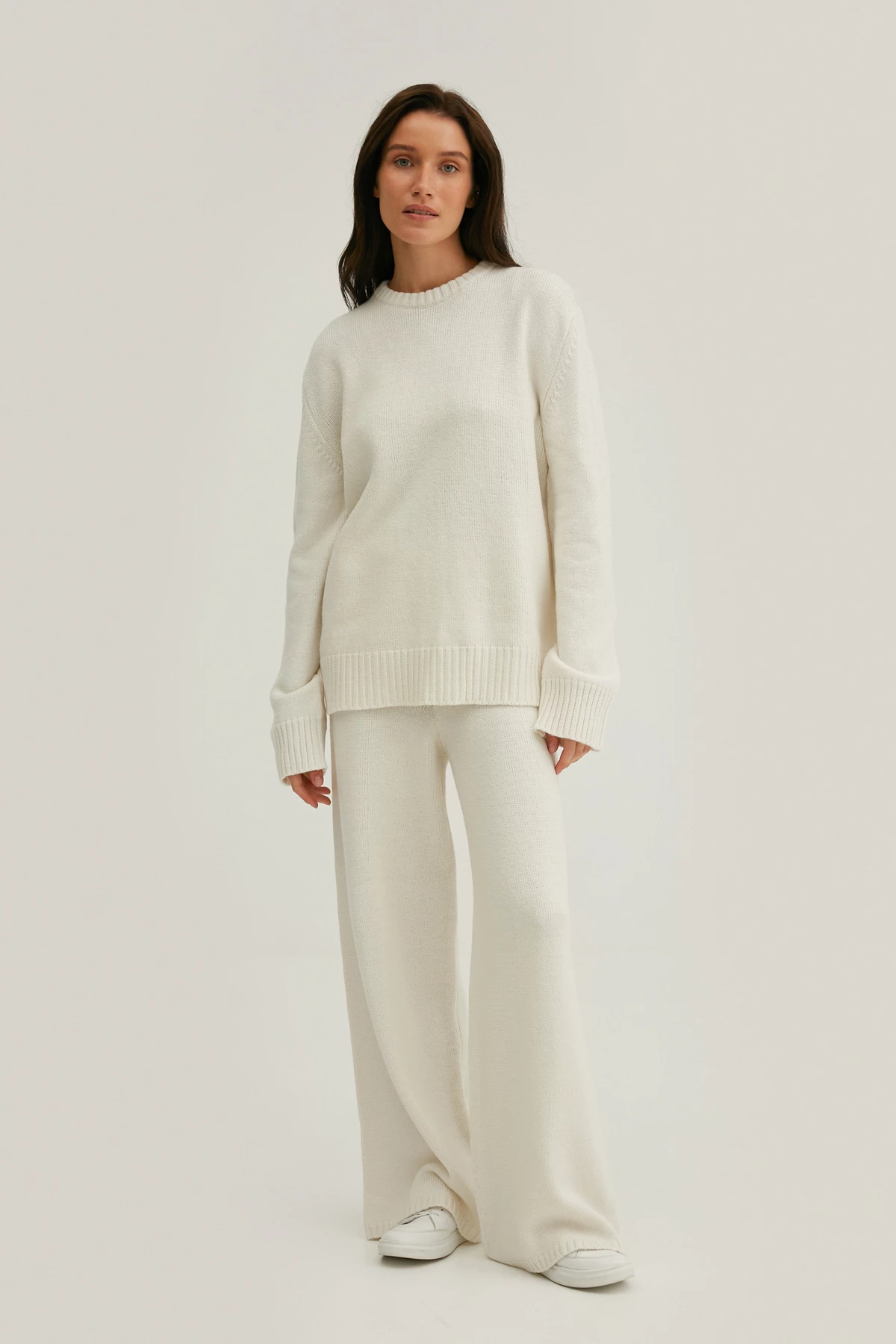 Milky knitted cropped pants with merino wool, photo 1