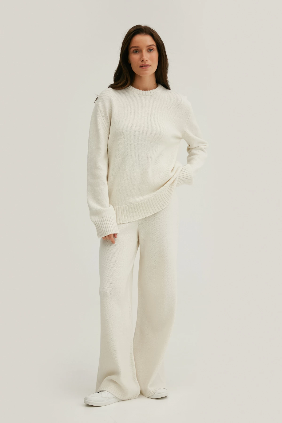 Milky knitted cropped pants with merino wool, photo 3