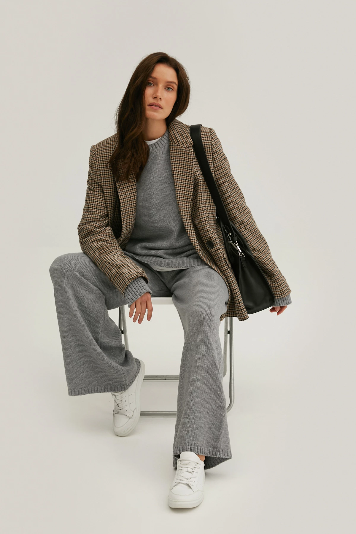 Grey knitted cropped pants with merino wool, photo 5