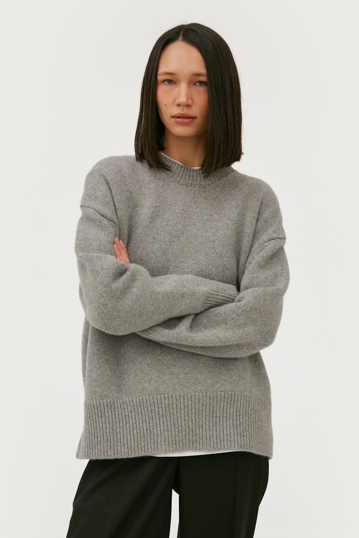 Кашеміровий сірий об'ємний светр, фото 3