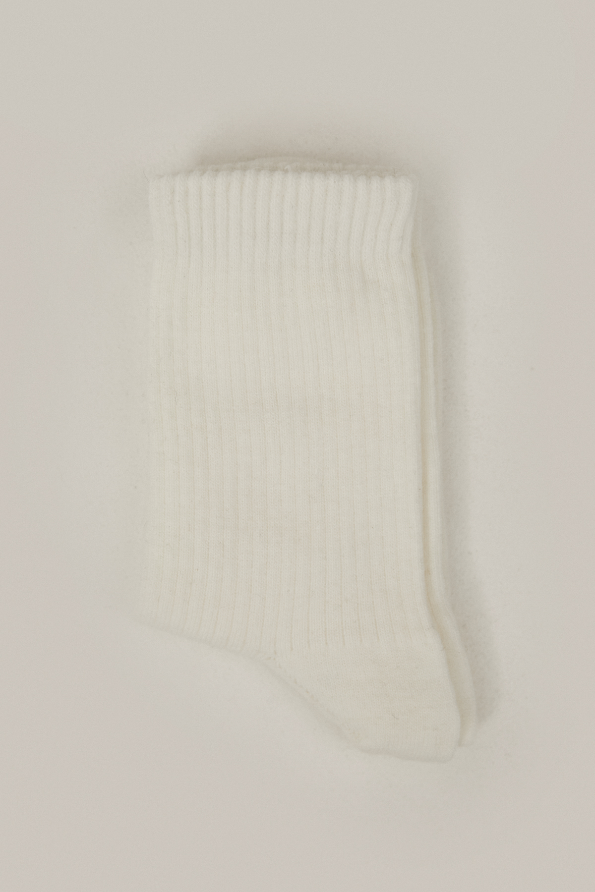 Молочні високі шкарпетки в рубчик з вовною, фото 1