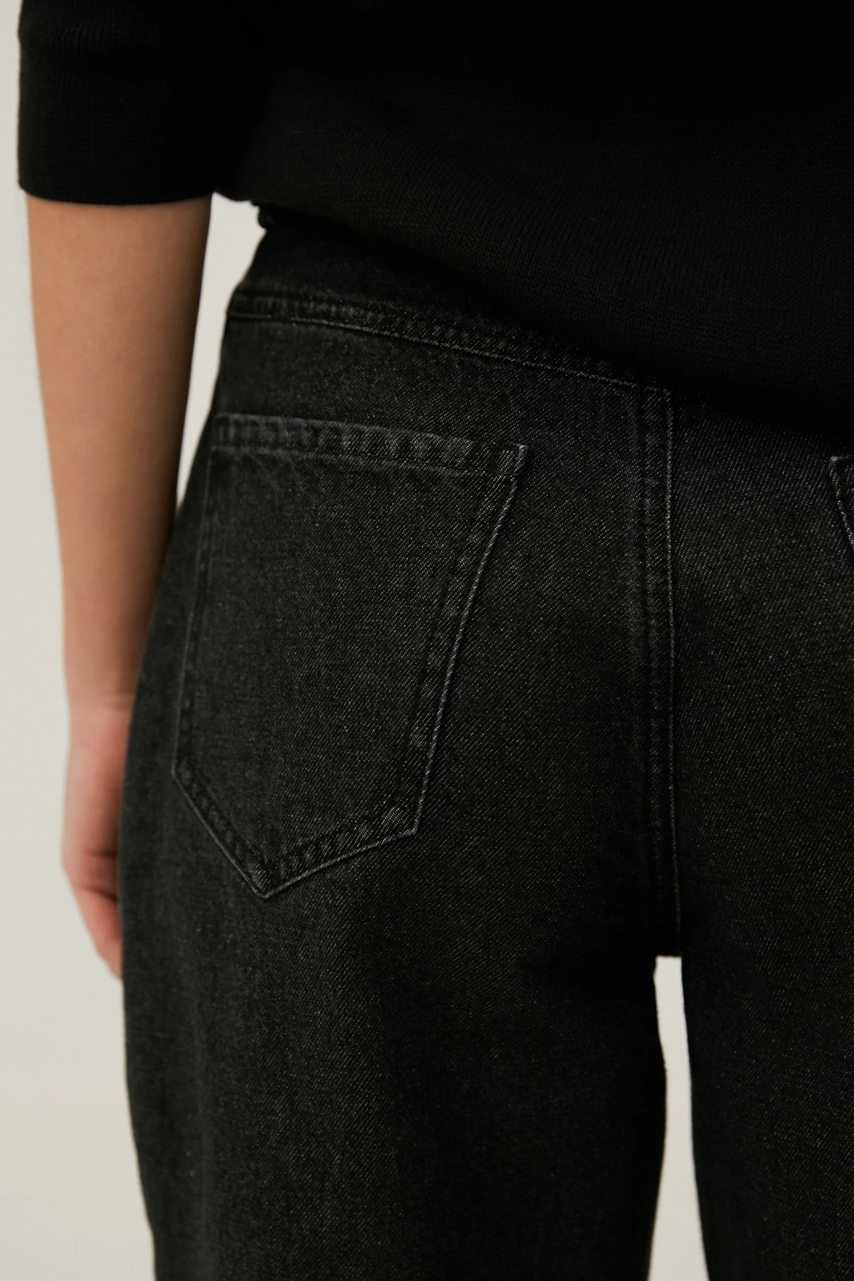 Wide leg black elongated jeans, photo 5