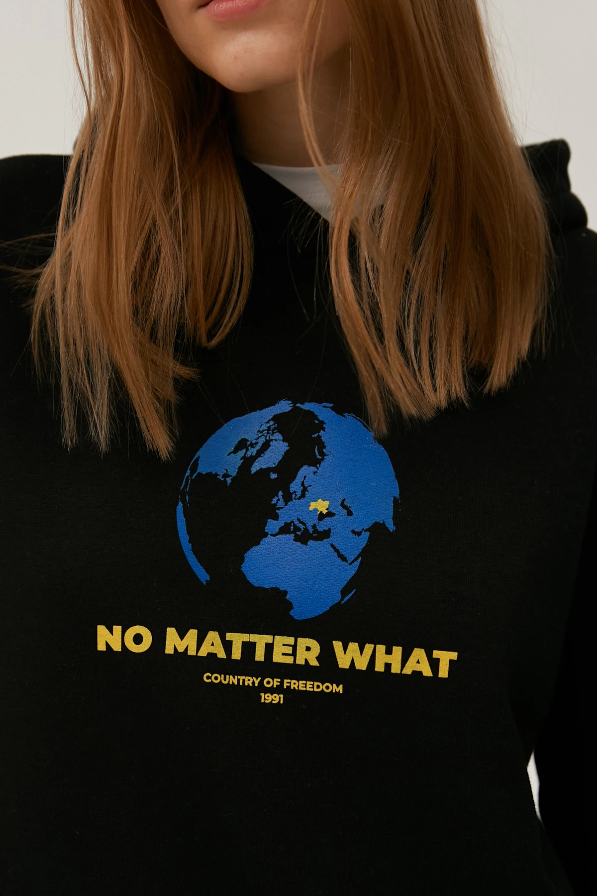 Black jersey unisex hoodie "No matter what", photo 3