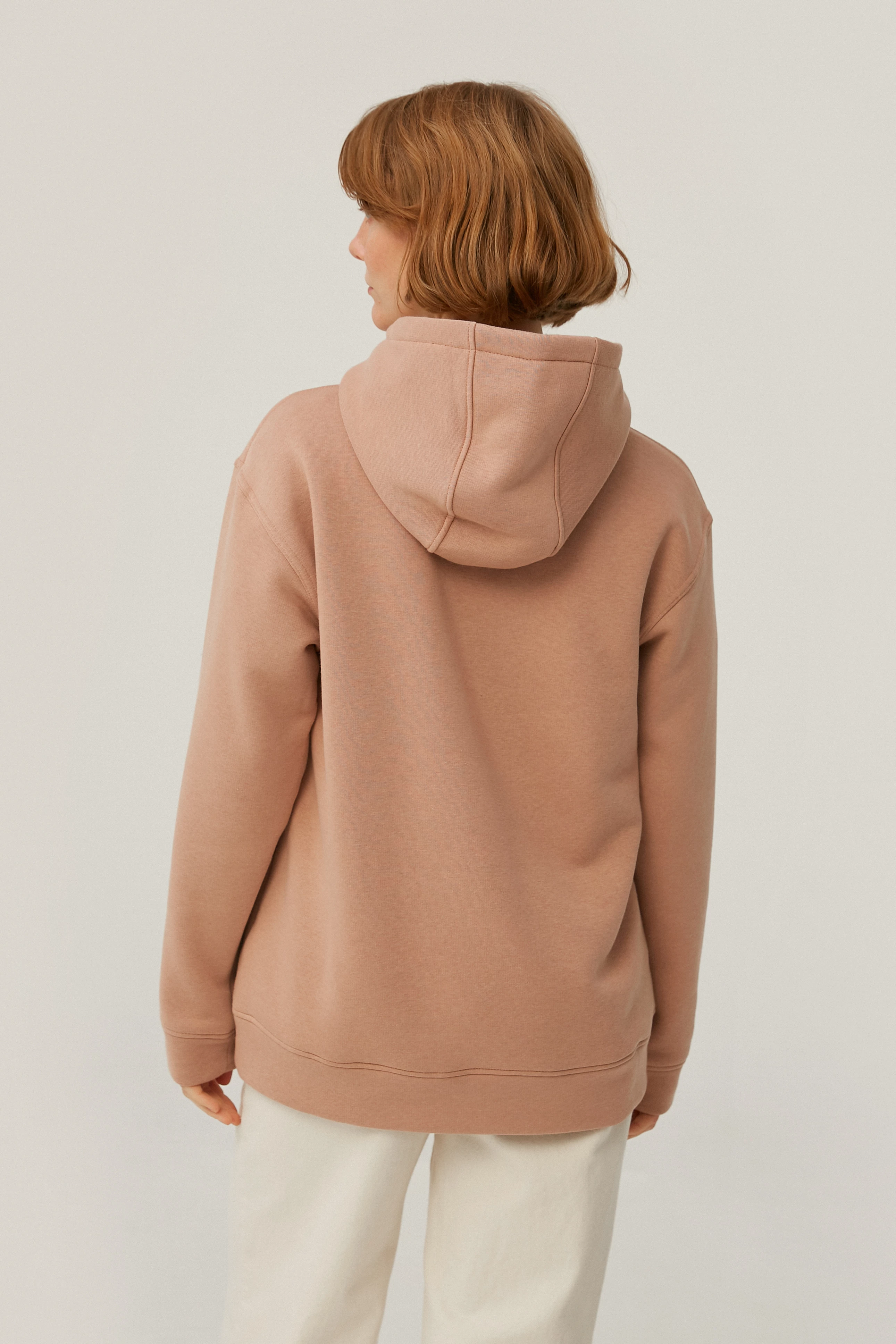 Beige jersey hoodie "Prosecco morning" with fleece, photo 1