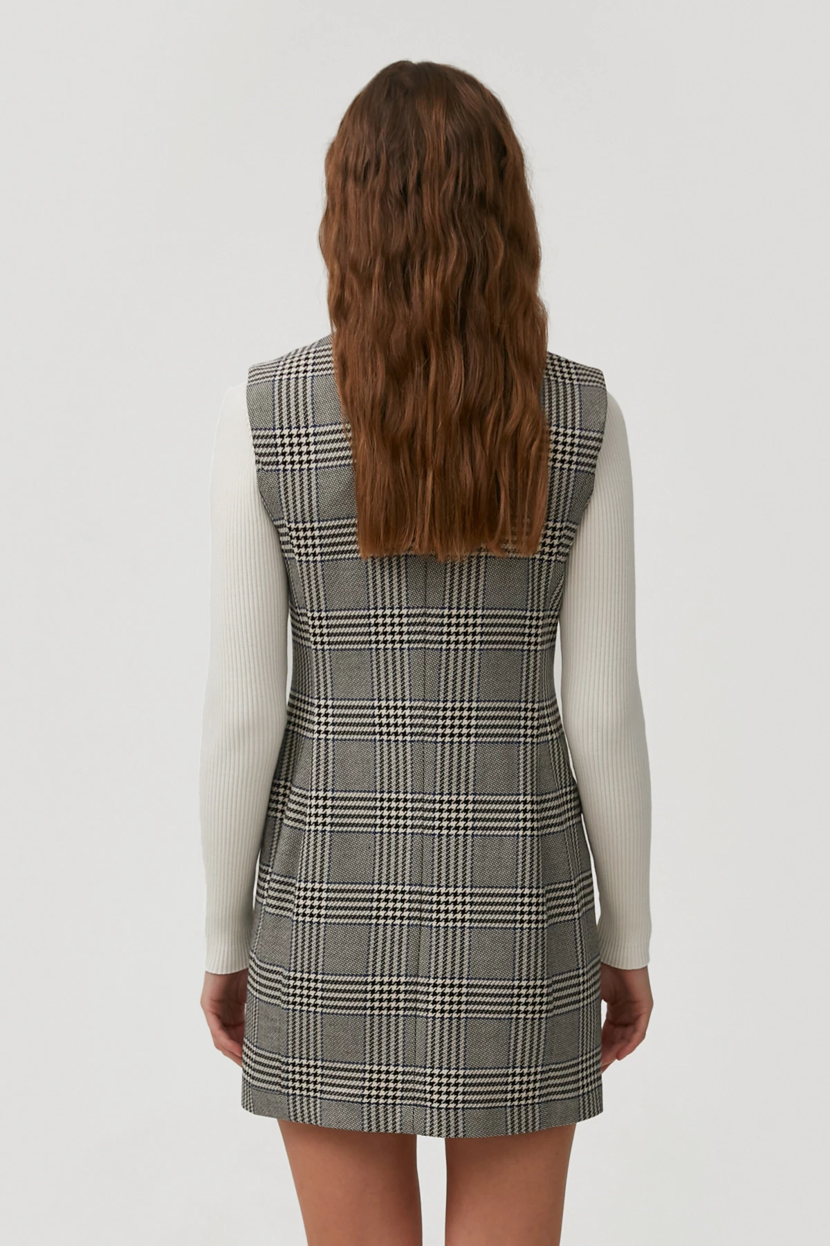 Double-breasted vest-dress made of plaid suiting fabric, photo 6
