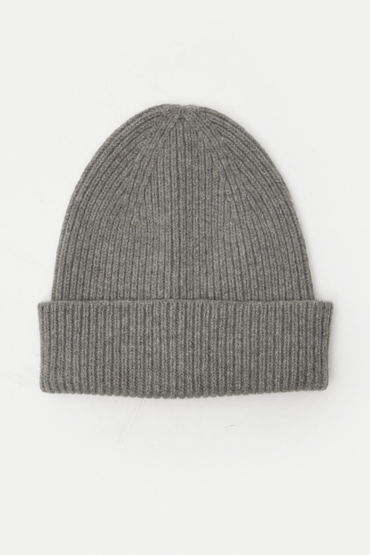 Knitted grey cashmere beanie hat with lapel, photo 4