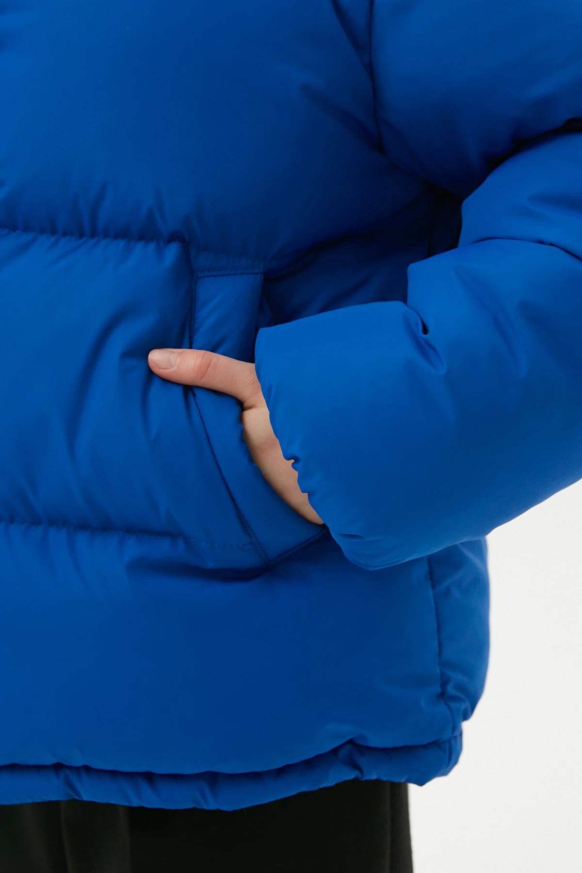 Синя стьобана куртка з утеплювачем екопух, фото 6
