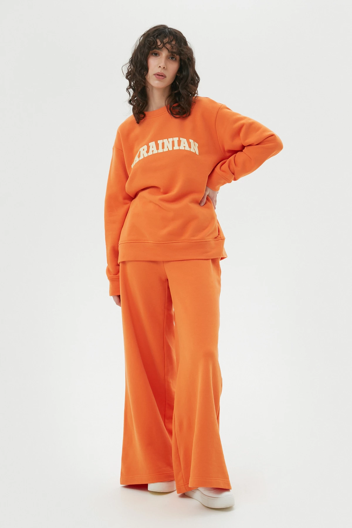 Оранжевые свободные штаны из трикотажа, фото 1