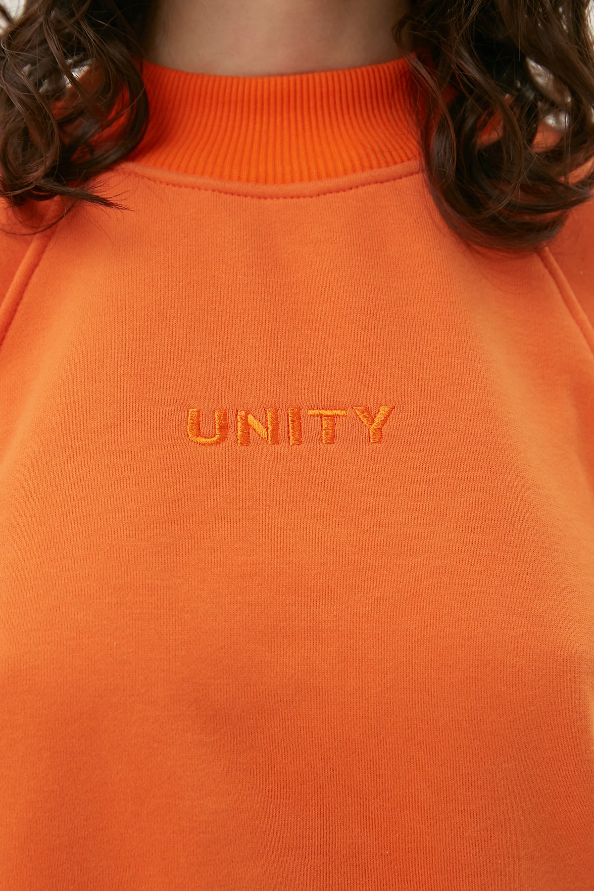 Orange cropped jersey sweatshirt "Unity", photo 3