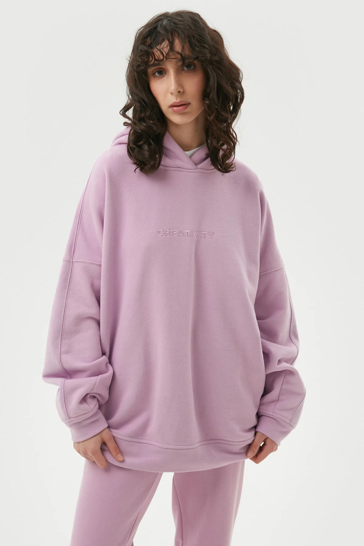 Lilac oversize jersey hoodie "Creativity", photo 1