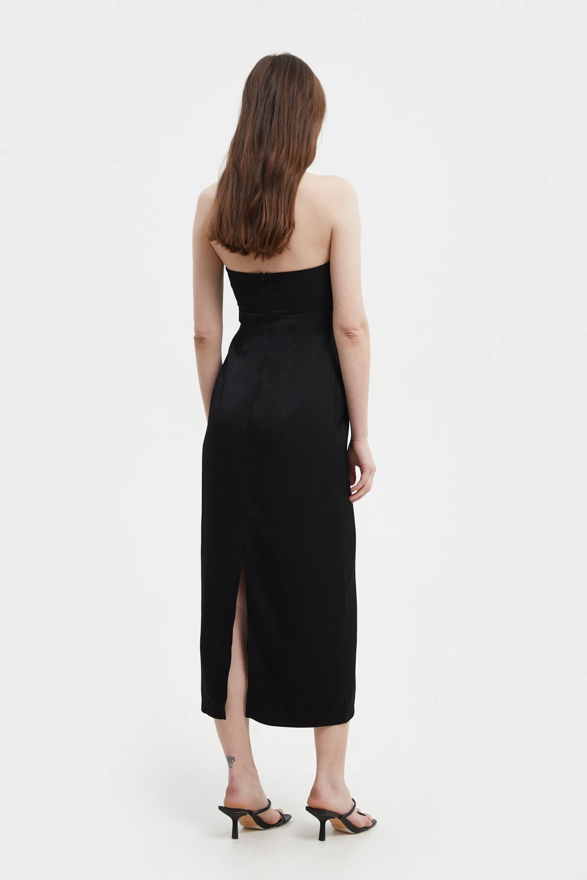 Черное платье-бюстье длинное миди с вискозой, фото 5