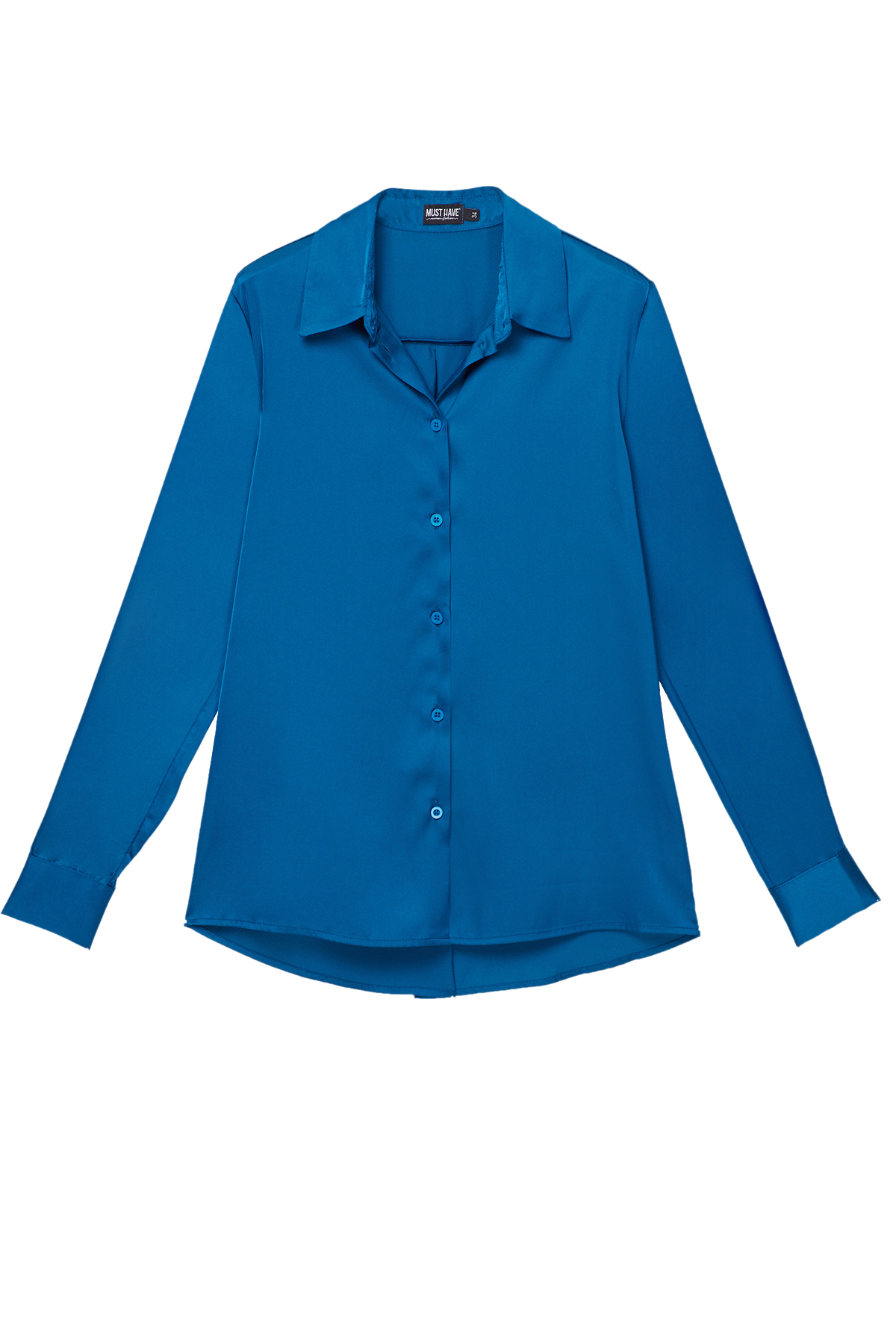 Electric blue loose-fit satin shirt, photo 6