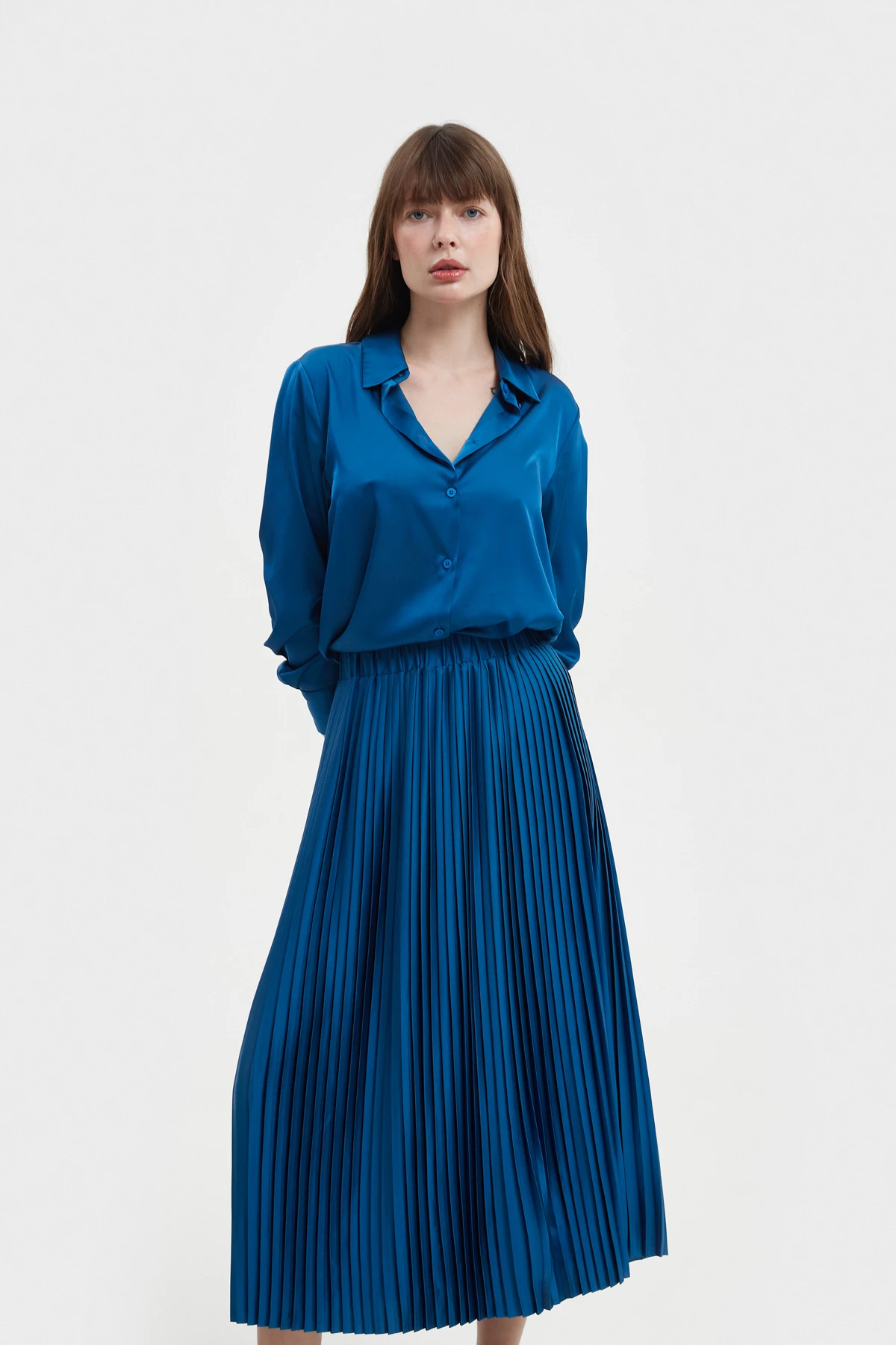 Blue midi pleated skirt, photo 2