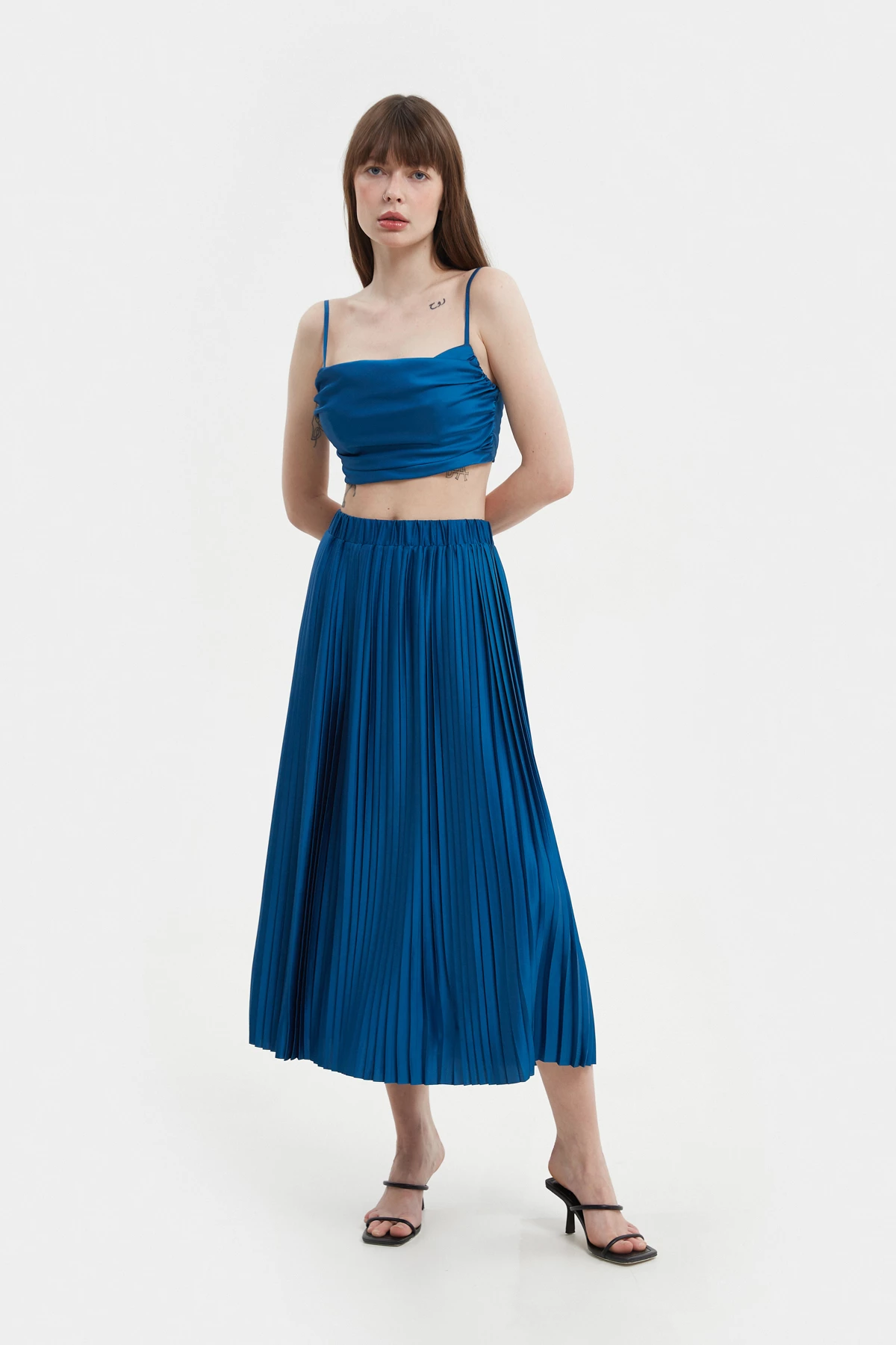 Blue midi pleated skirt, photo 5