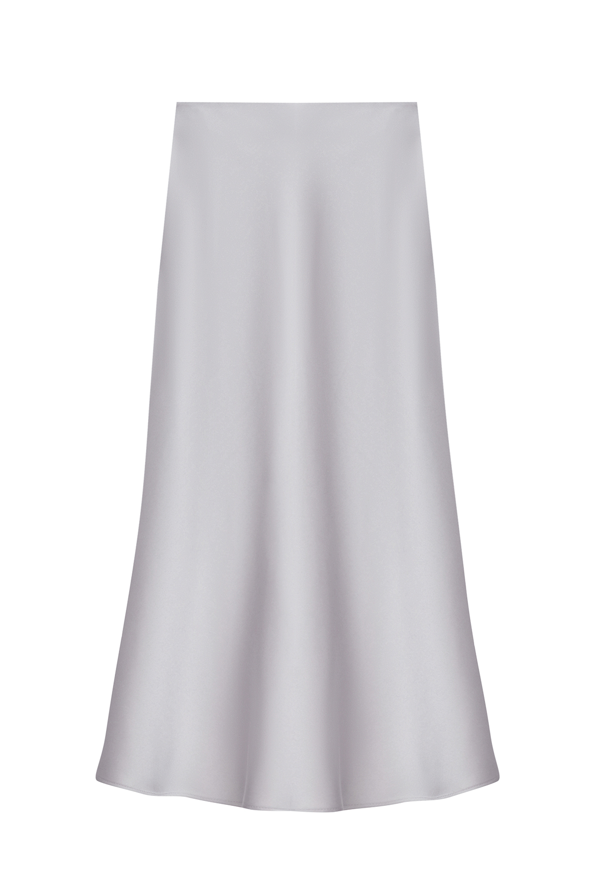 Silver chrome satin elongated midi skirt, photo 5