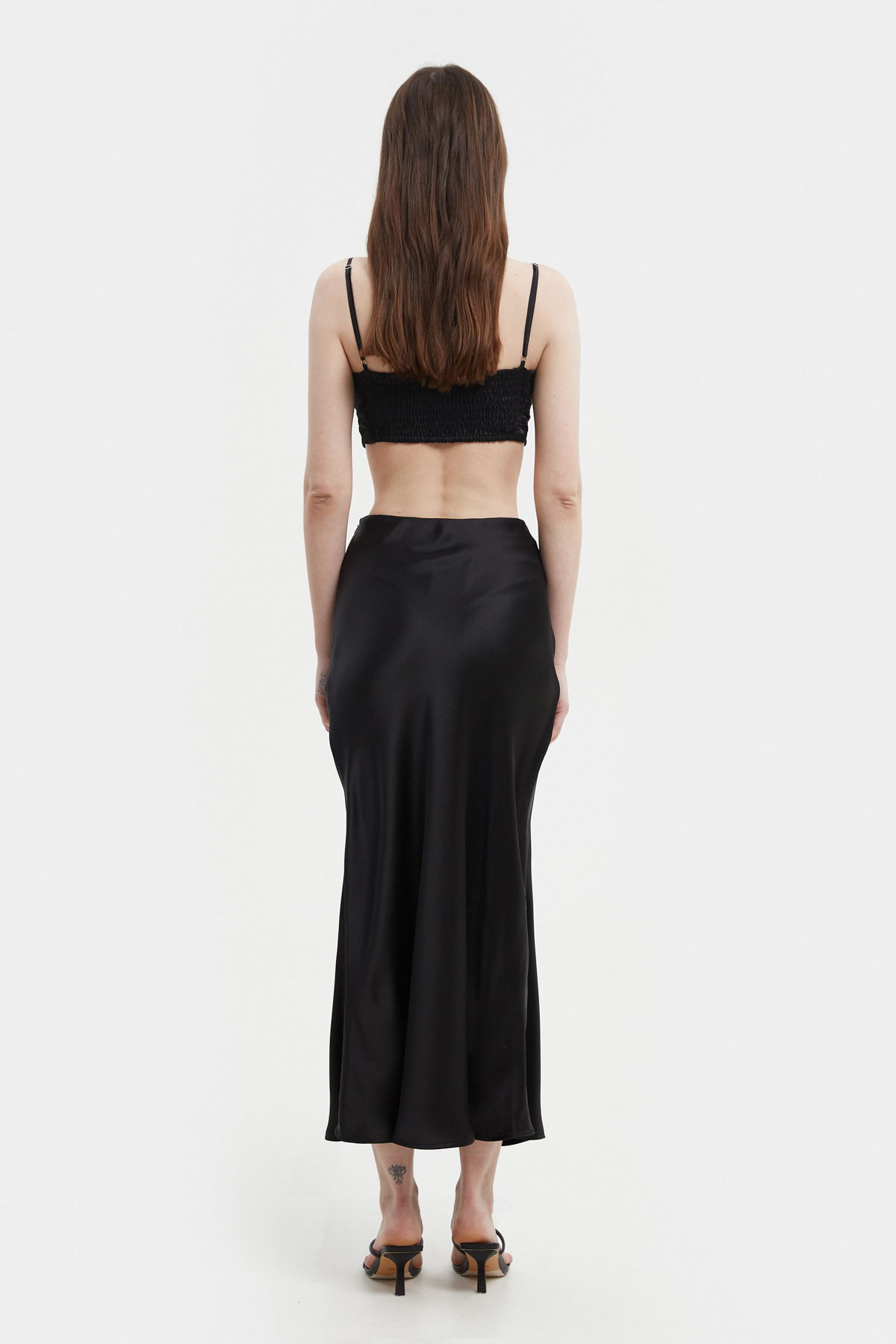 Black satin midi skirt, photo 4