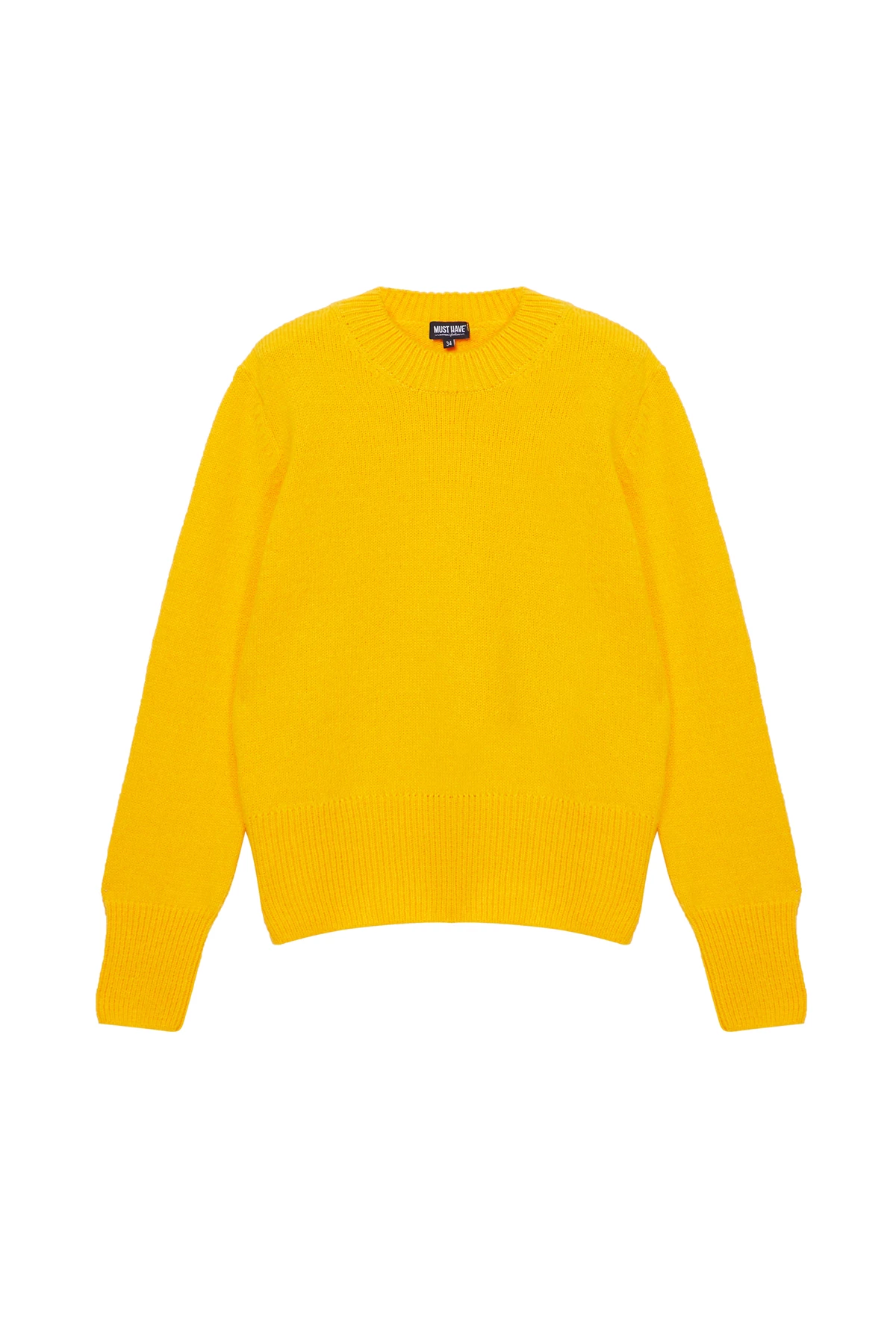 Жовтий в'язаний базовий светр з вовни, фото 6