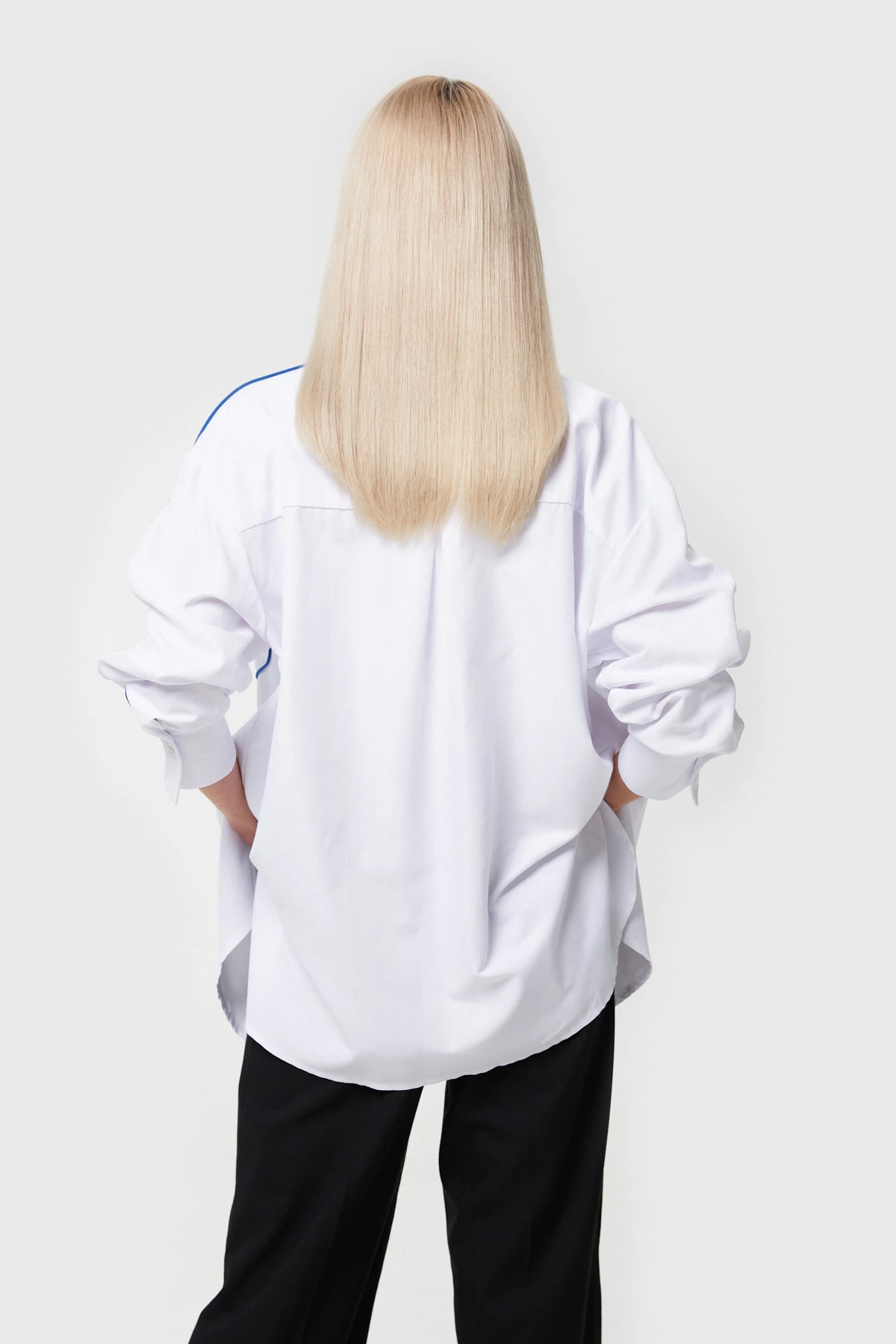 Пряма біла сорочка з контрастним кантом з бавовною, фото 5
