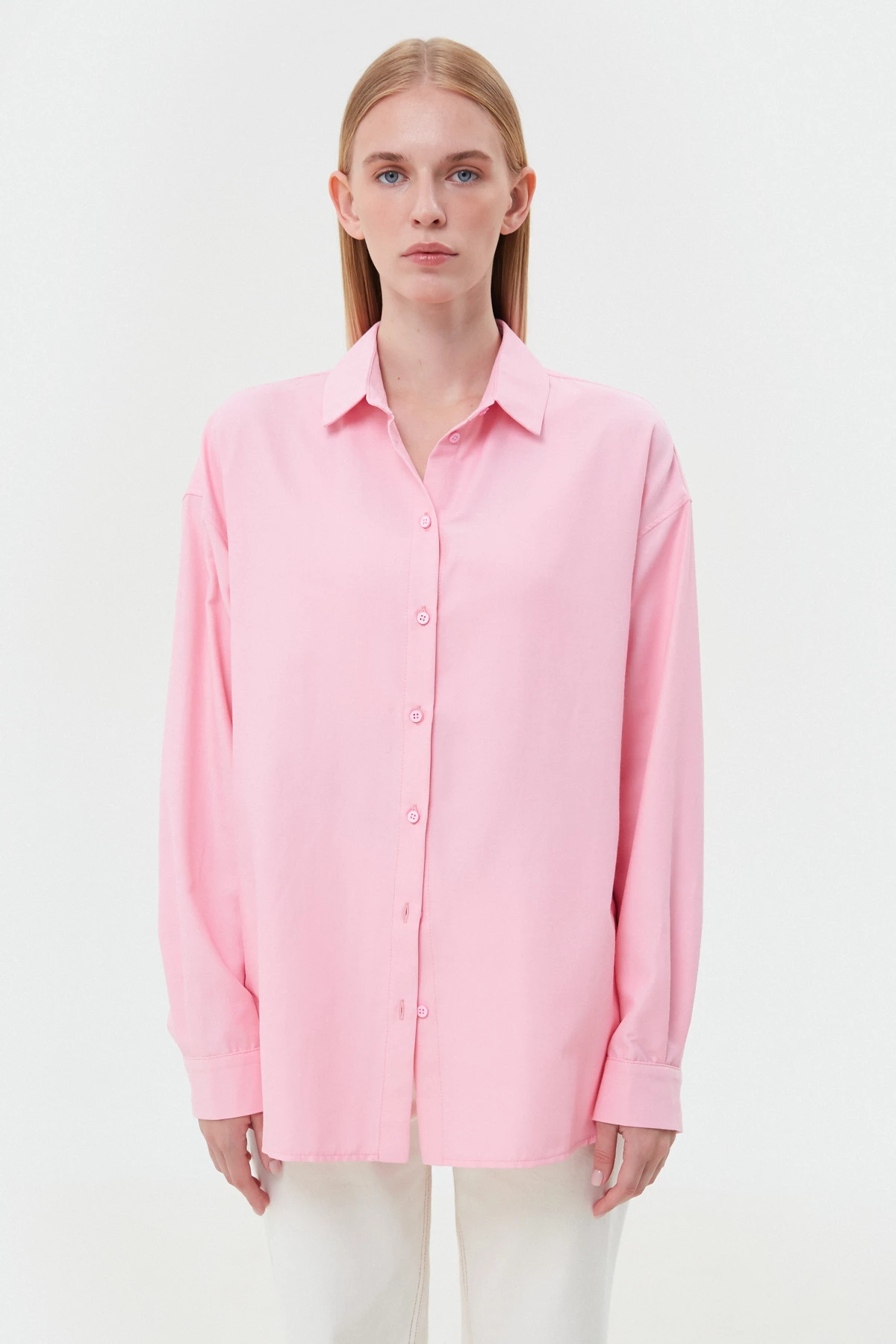 Свободная рубашка розового цвета с хлопком, фото 2