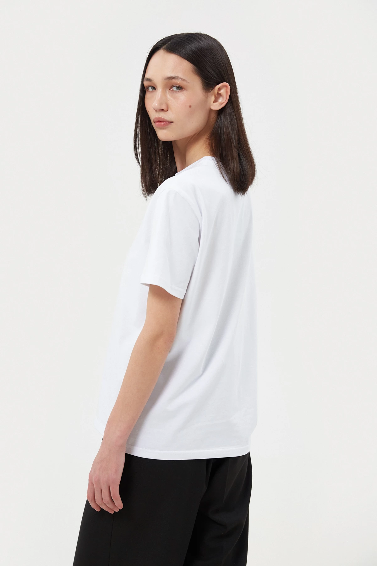 White basic cotton T-shirt, photo 4