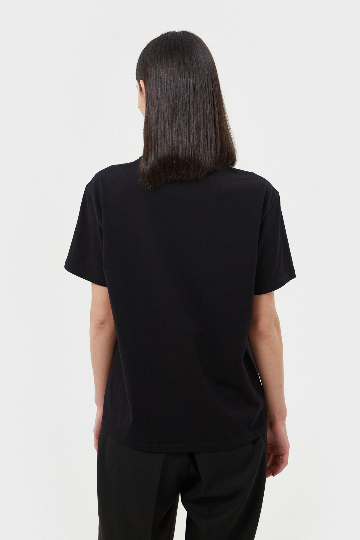 Black basic cotton T-shirt, photo 3