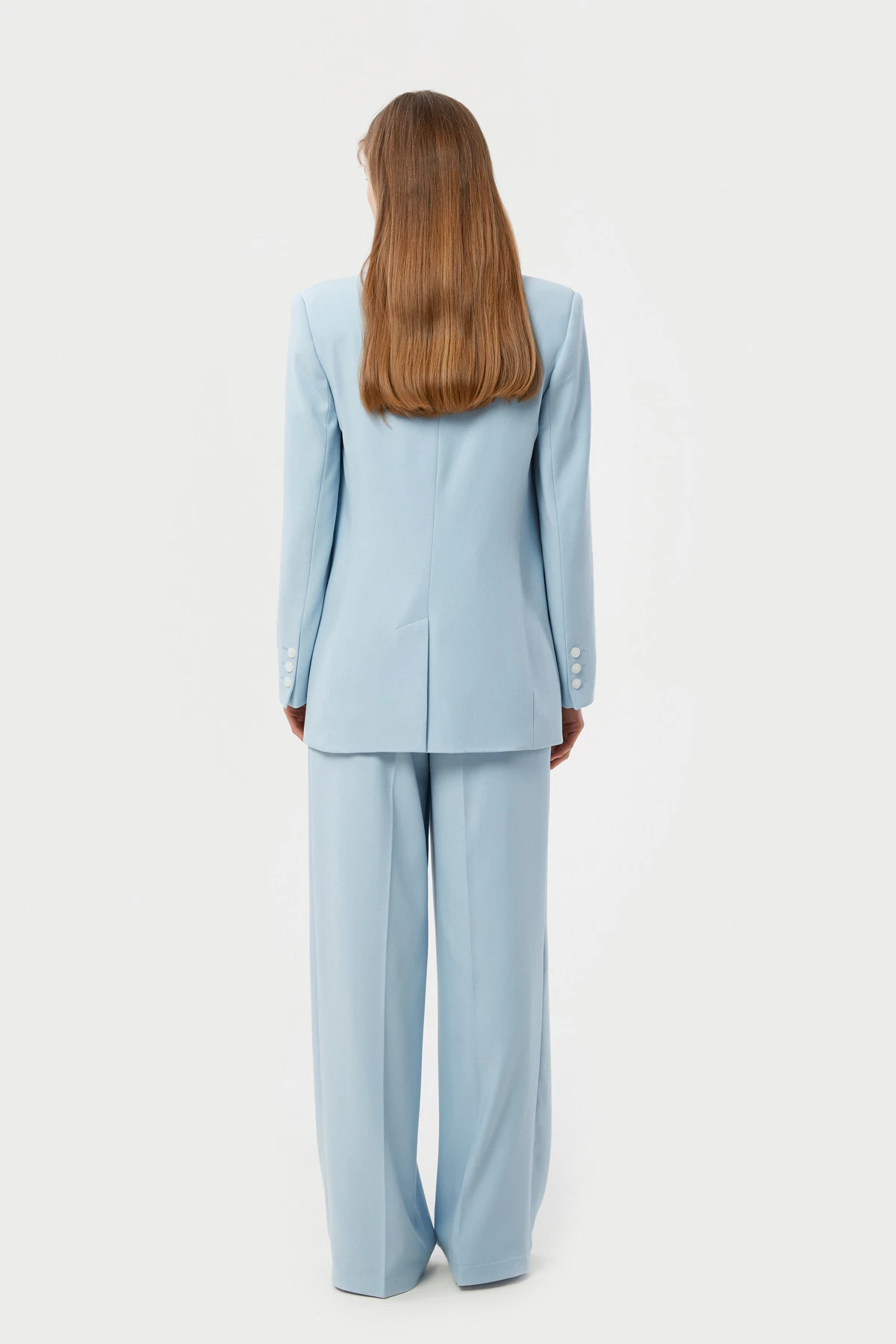 Baby blue straight jacket made of suit fabric with viscose, photo 5