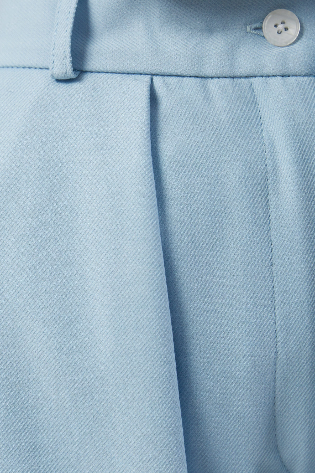 Baby blue loose fit shorts made of suit fabric with viscose, photo 3