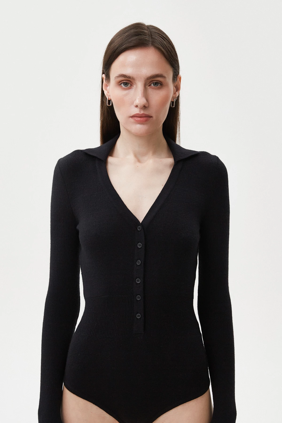 Black knitted bodysuit with viscose, photo 1