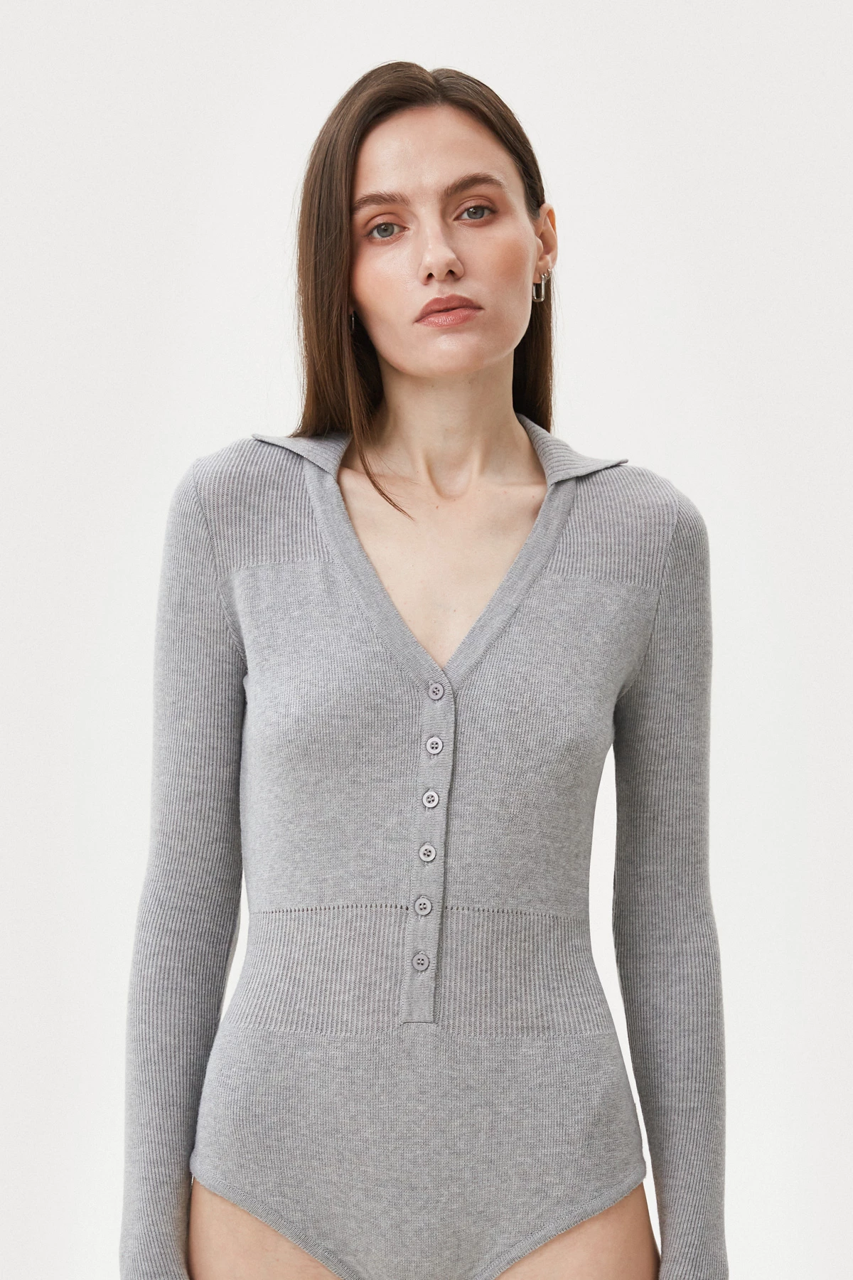Grey knitted bodysuit with viscose, photo 1