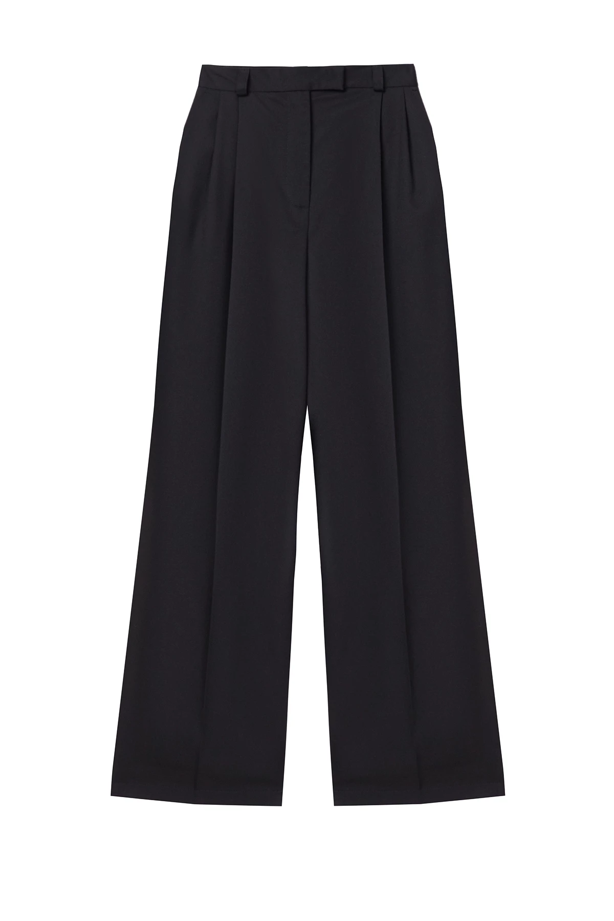Black loose fit pants made of viscose suit fabric, photo 6
