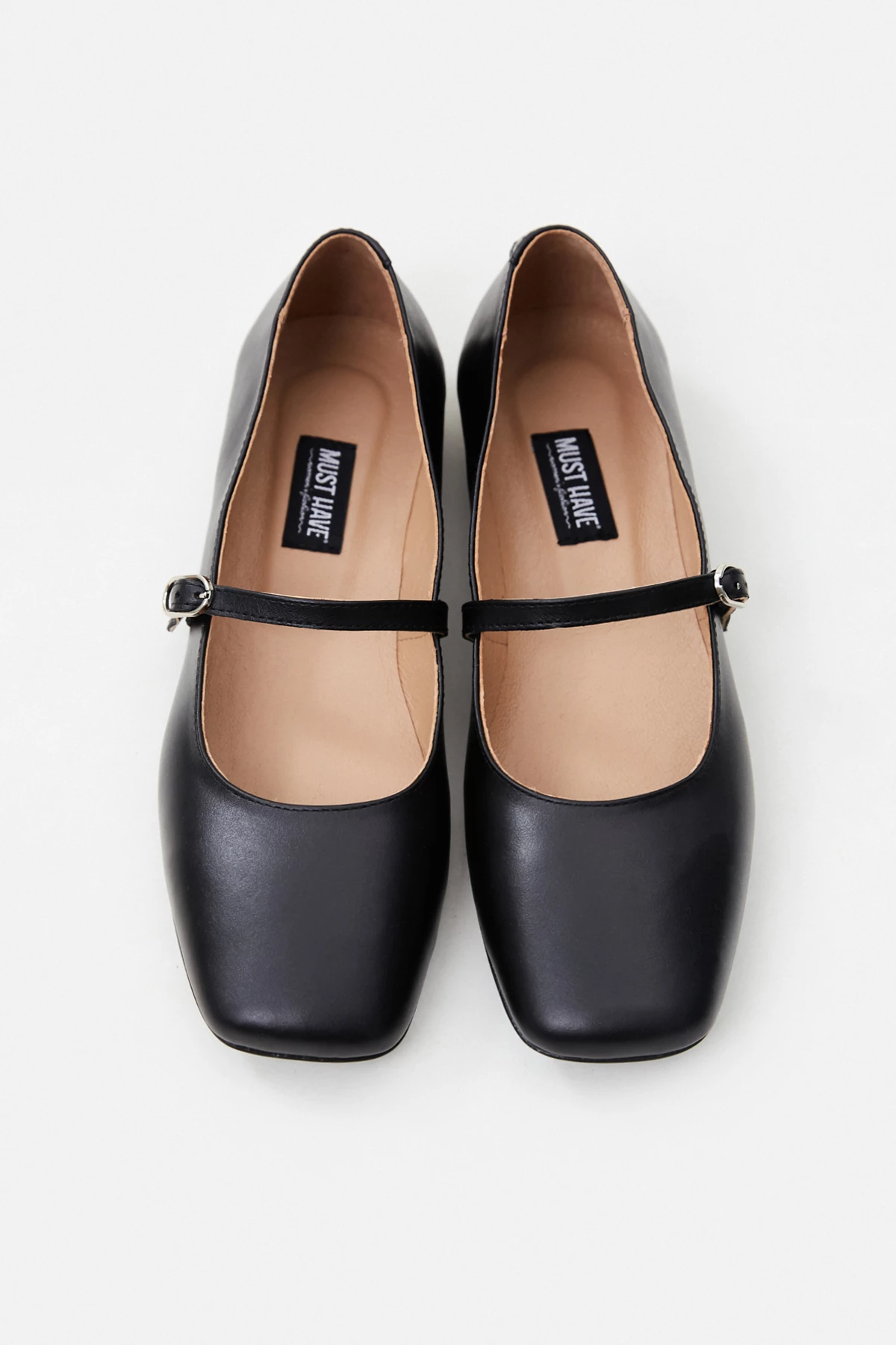 Black Mary Jane ballet flats made of genuine leather, photo 3
